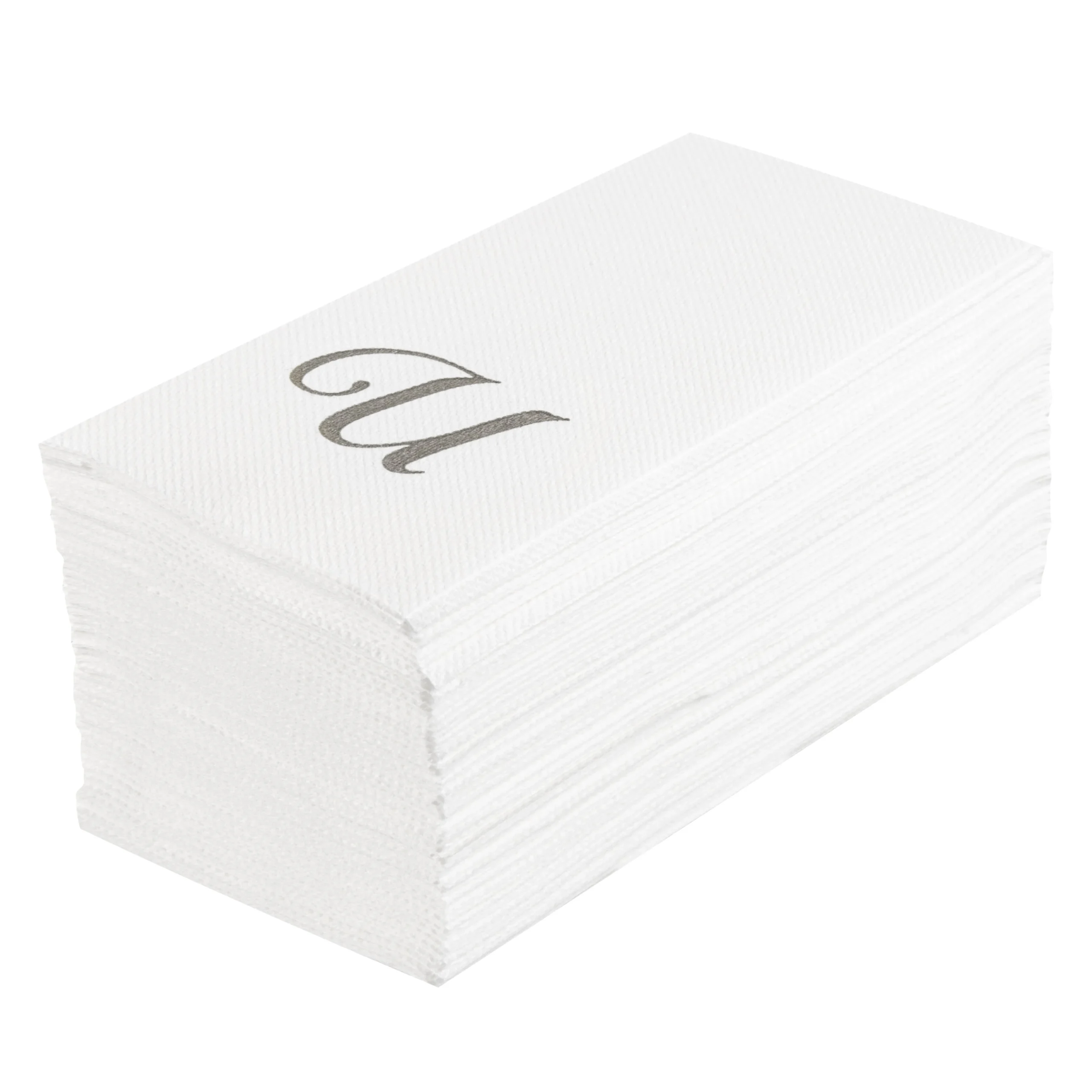 Towels, Guest, Luxenap, Linen-Like, White, with Silver Cursive Letter U, Air Laid, 15.75 x 8 Inch,50 - 1 EACH