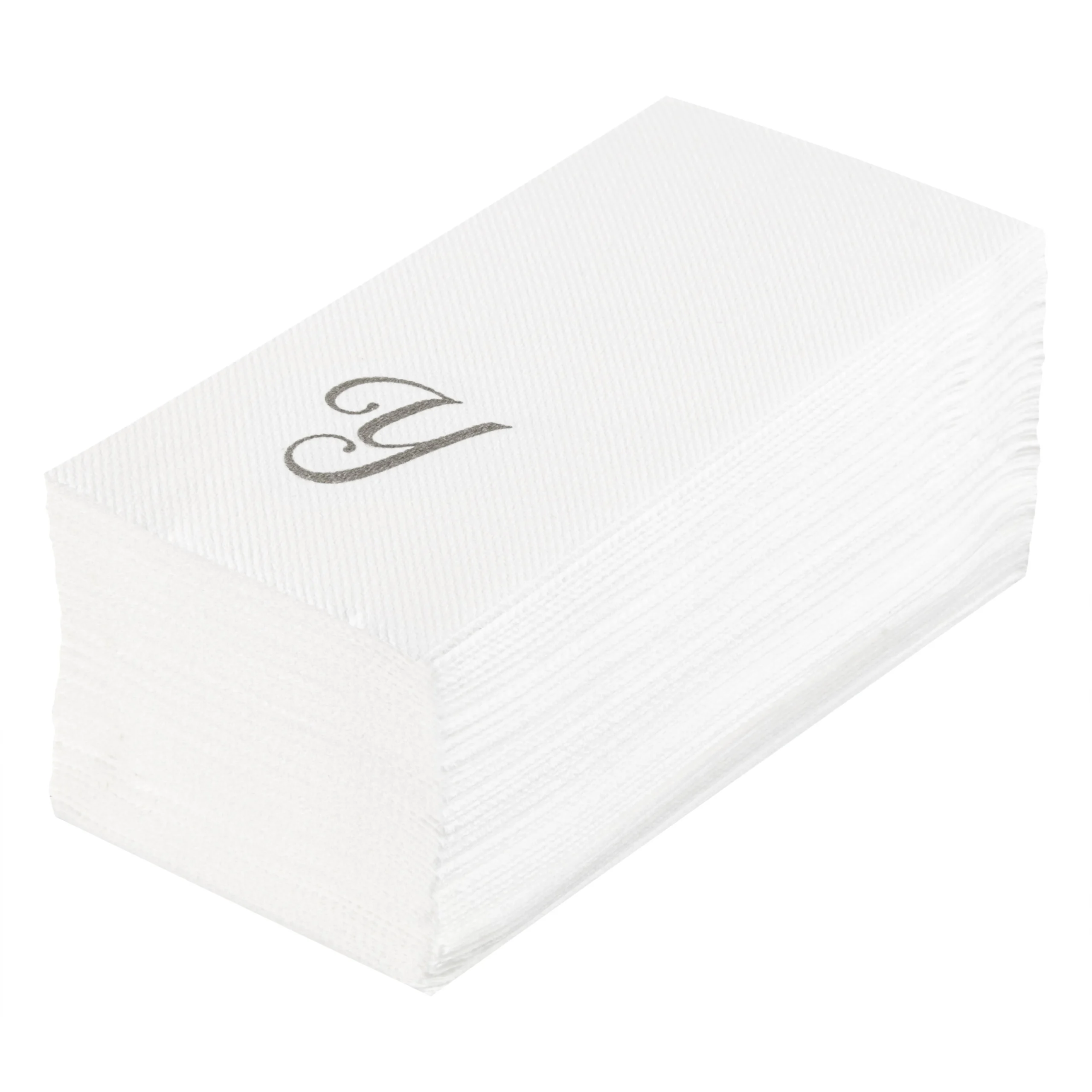 Towels, Guest, Luxenap, Linen-Like, White, with Silver Cursive Letter Y, Air Laid, 15.75 x 8 Inch,50 - 1 EACH