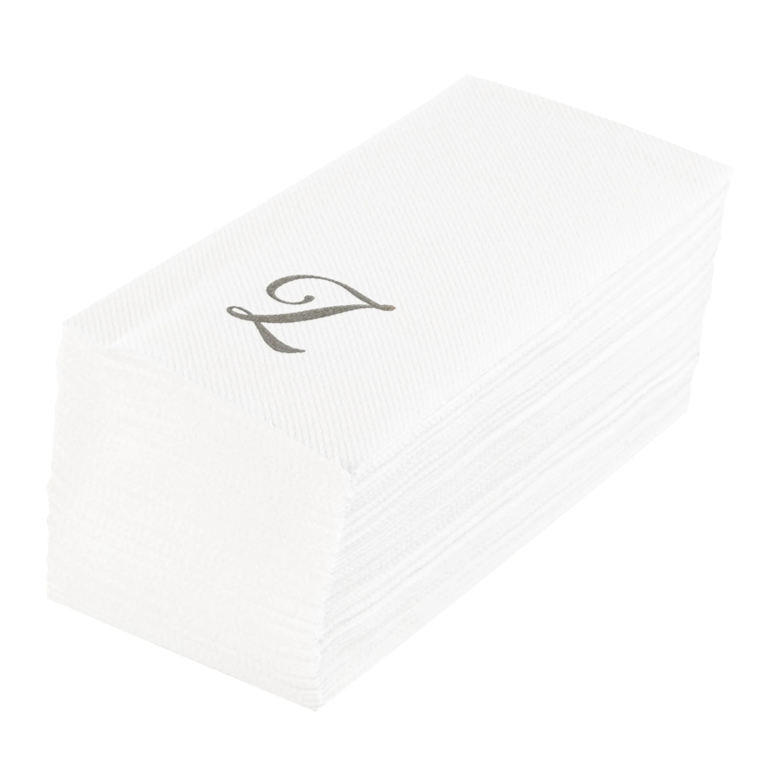 Towels, Guest, Luxenap, Linen-Like, White, with Silver Cursive Letter Z, Air Laid, 15.75 x 8 Inch,50 - 1 EACH