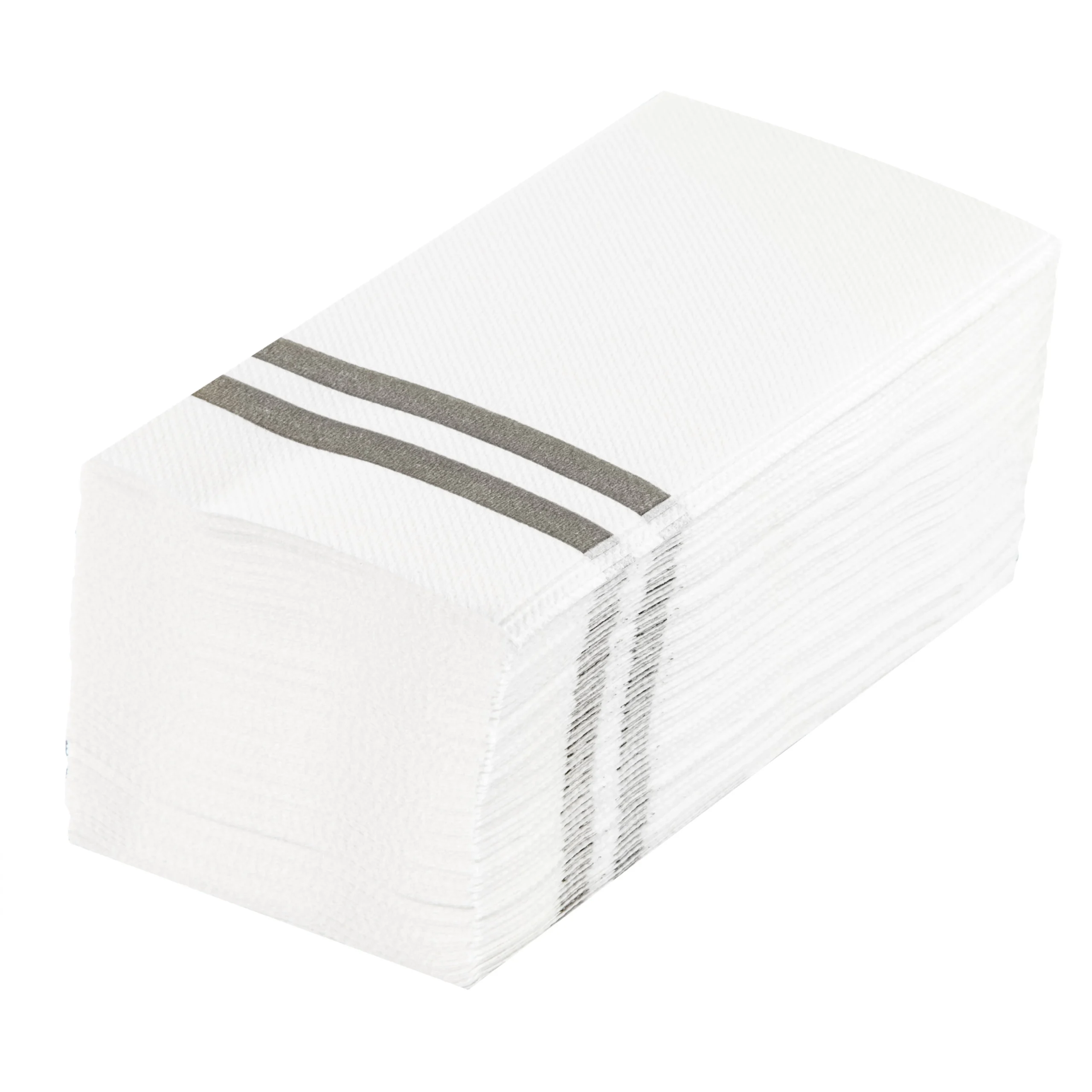 Towels, Guest, Luxenap, Linen-Like, White, with Silver Stripes, Air Laid, 15.75 x 8 Inch,50 - 1 EACH
