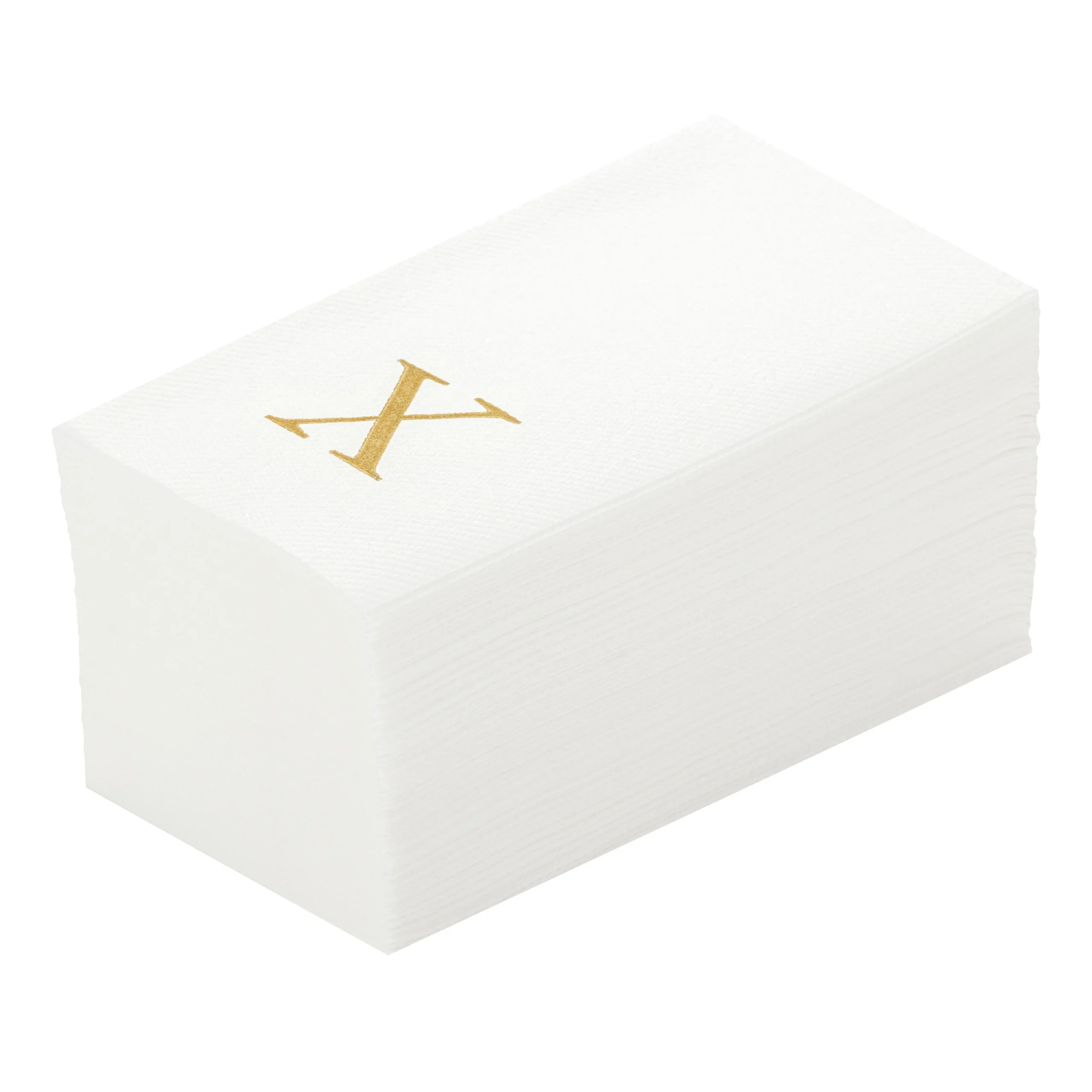 Towels, Guest, Luxenap, Linen-Like, White, with Gold Sans Serif Letter X,50 - 1 EACH