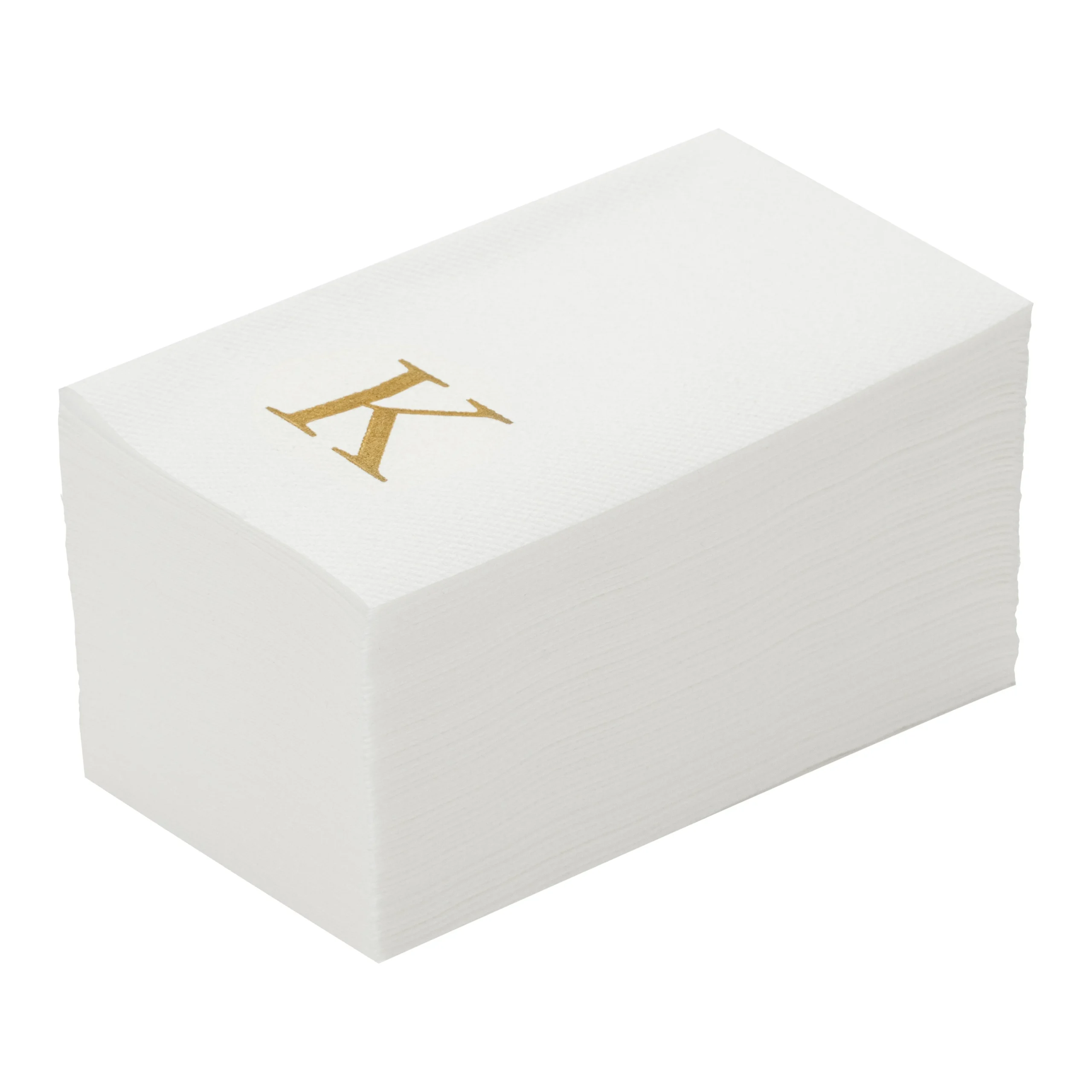 Towels, Guest, Luxenap, Linen-Like, White, with Gold Sans Serif Letter K, Air Laid, 15.75 x 8 Inch,2000 - 1 EACH