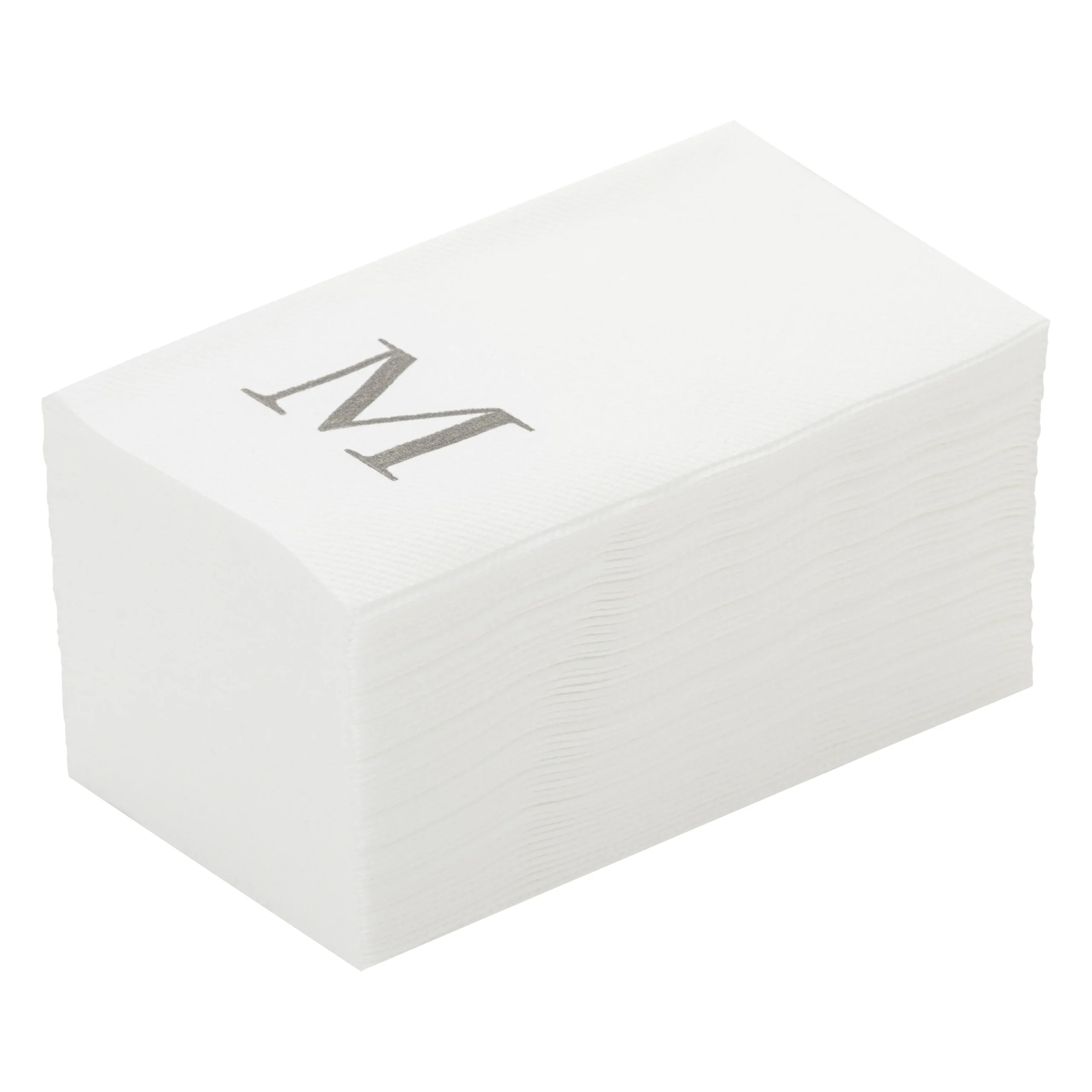Towels, Guest, Luxenap, Linen-Like, White, with Silver Sans Serif Letter M, Air Laid, 15.75 x 8 Inch,2000 - 1 EACH