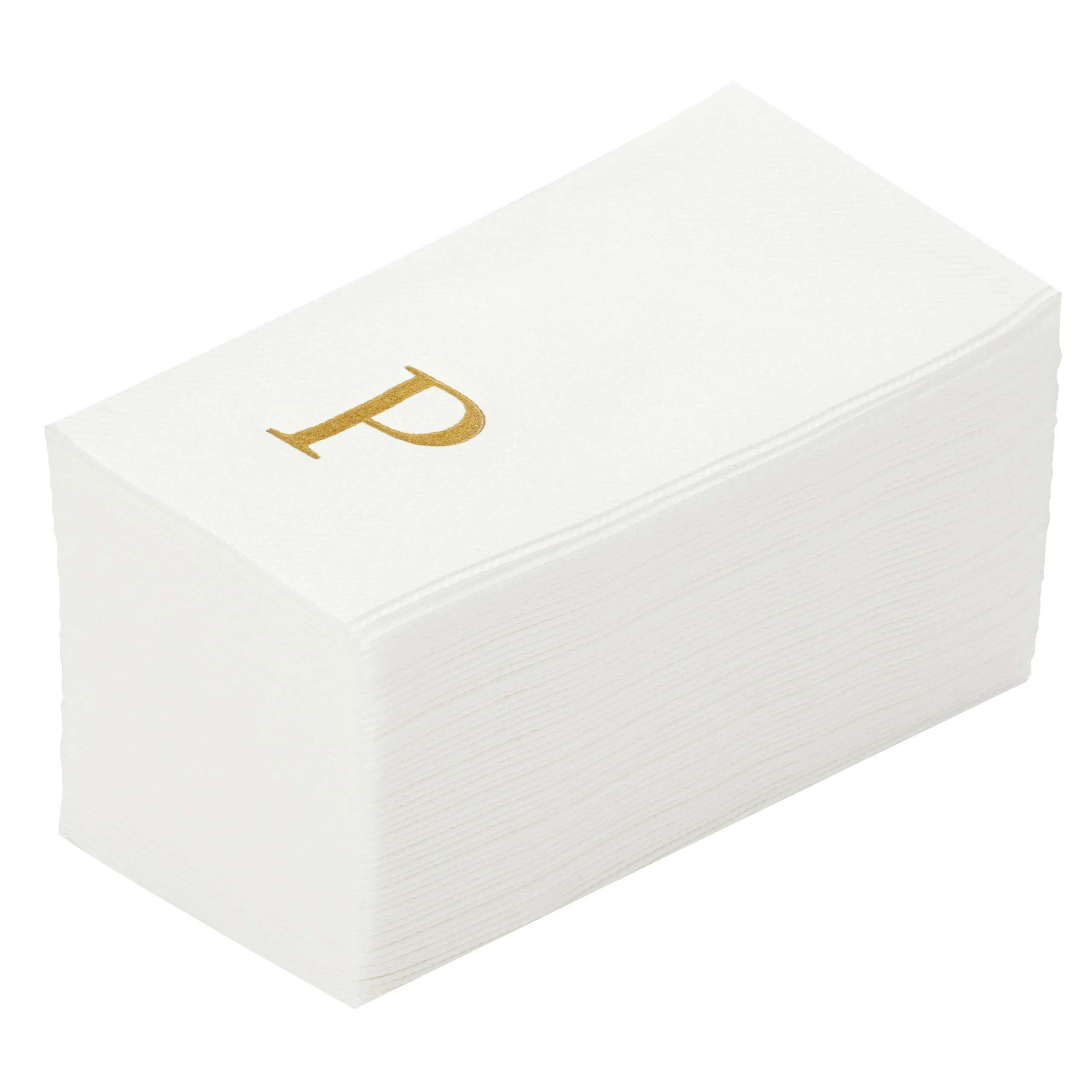 Towels, Guest, Luxenap, Linen-Like, White, with Gold Sans Serif Letter P, Air Laid, 15.75 x 8 Inch,2000 - 1 EACH