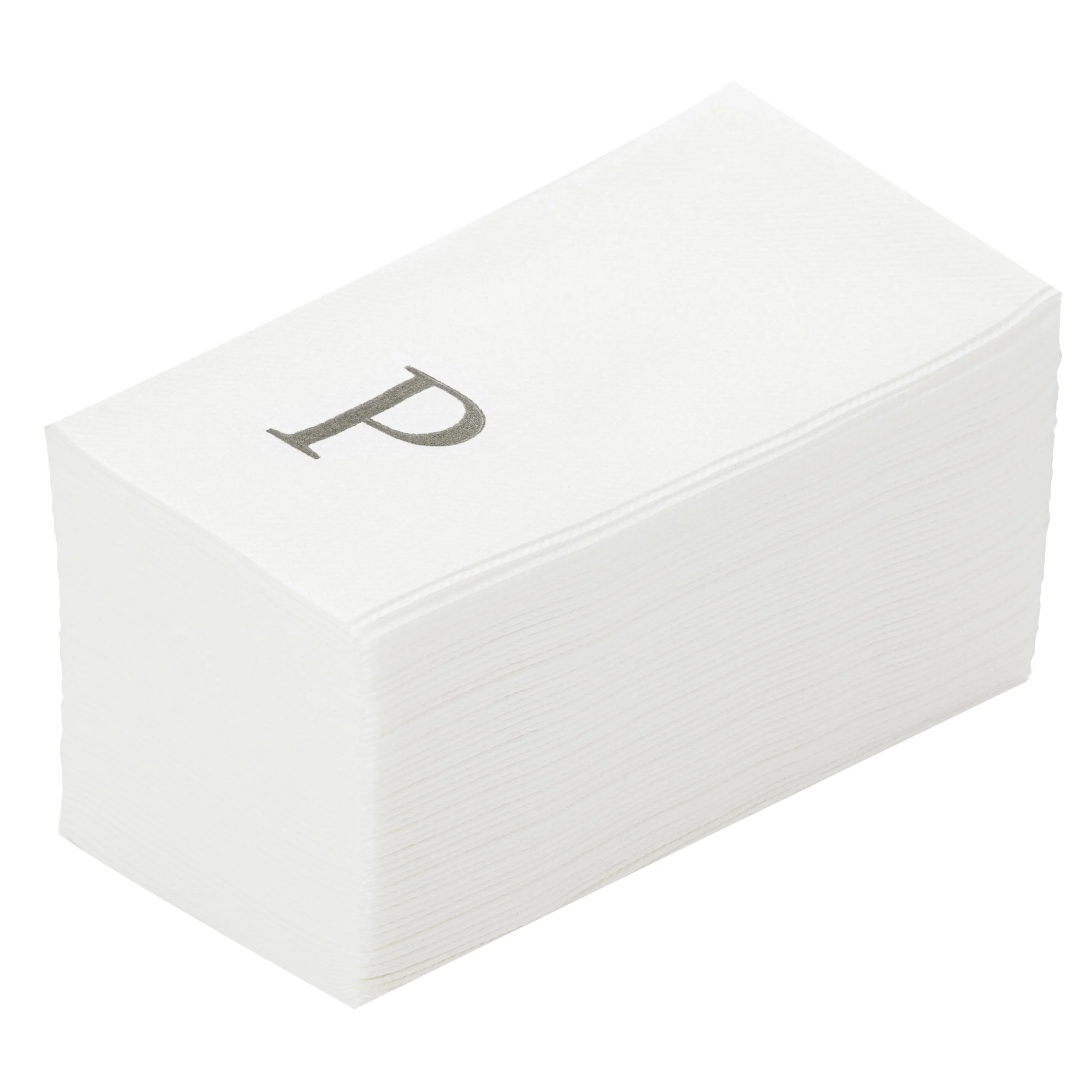 Towels, Guest, Luxenap, Linen-Like, White, with Silver Sans Serif Letter P, Air Laid, 15.75 x 8 Inch,2000 - 1 EACH