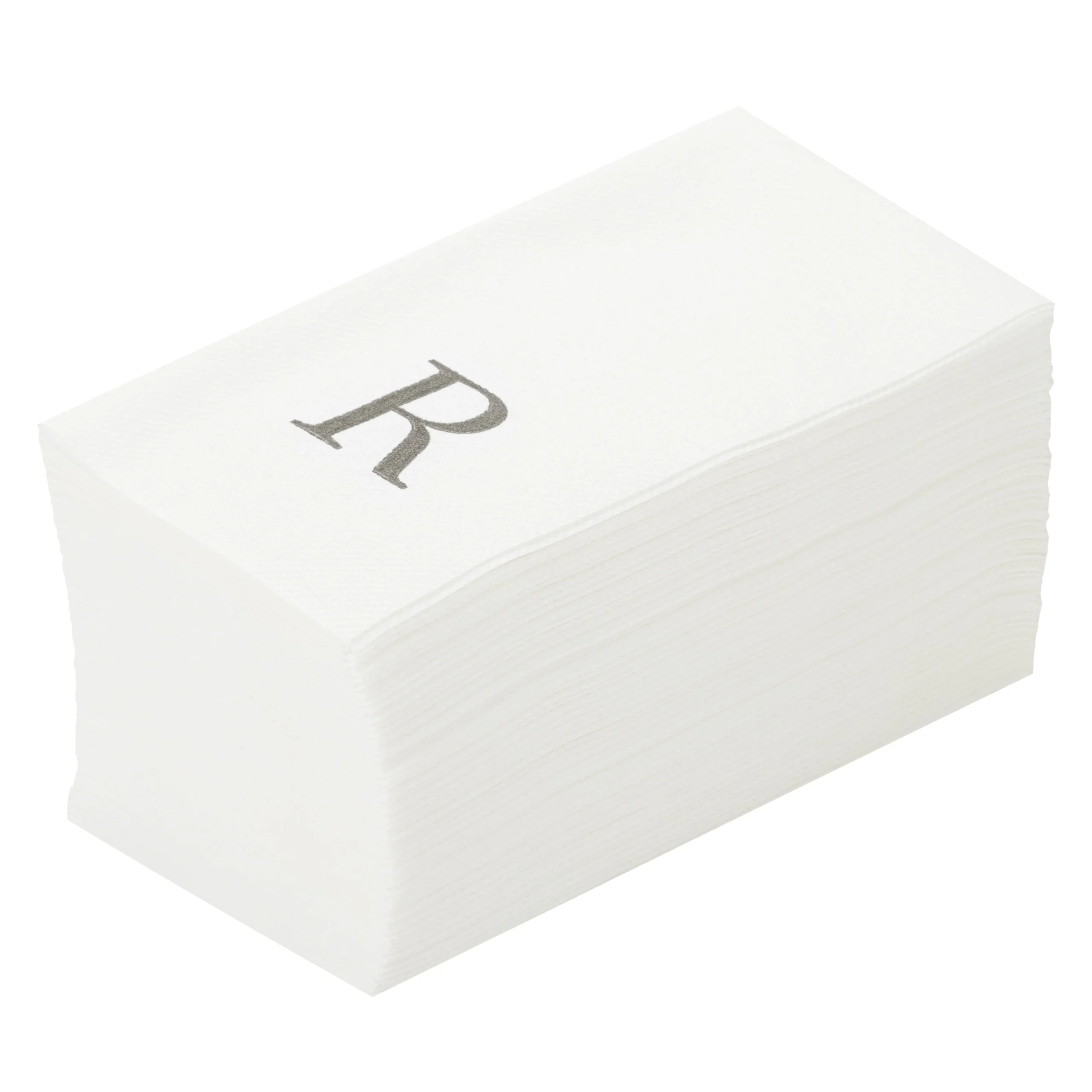 Towels, Guest, Luxenap, Linen-Like, White, with Silver Sans Serif Letter R, Air Laid, 15.75 x 8 Inch,2000 - 1 EACH