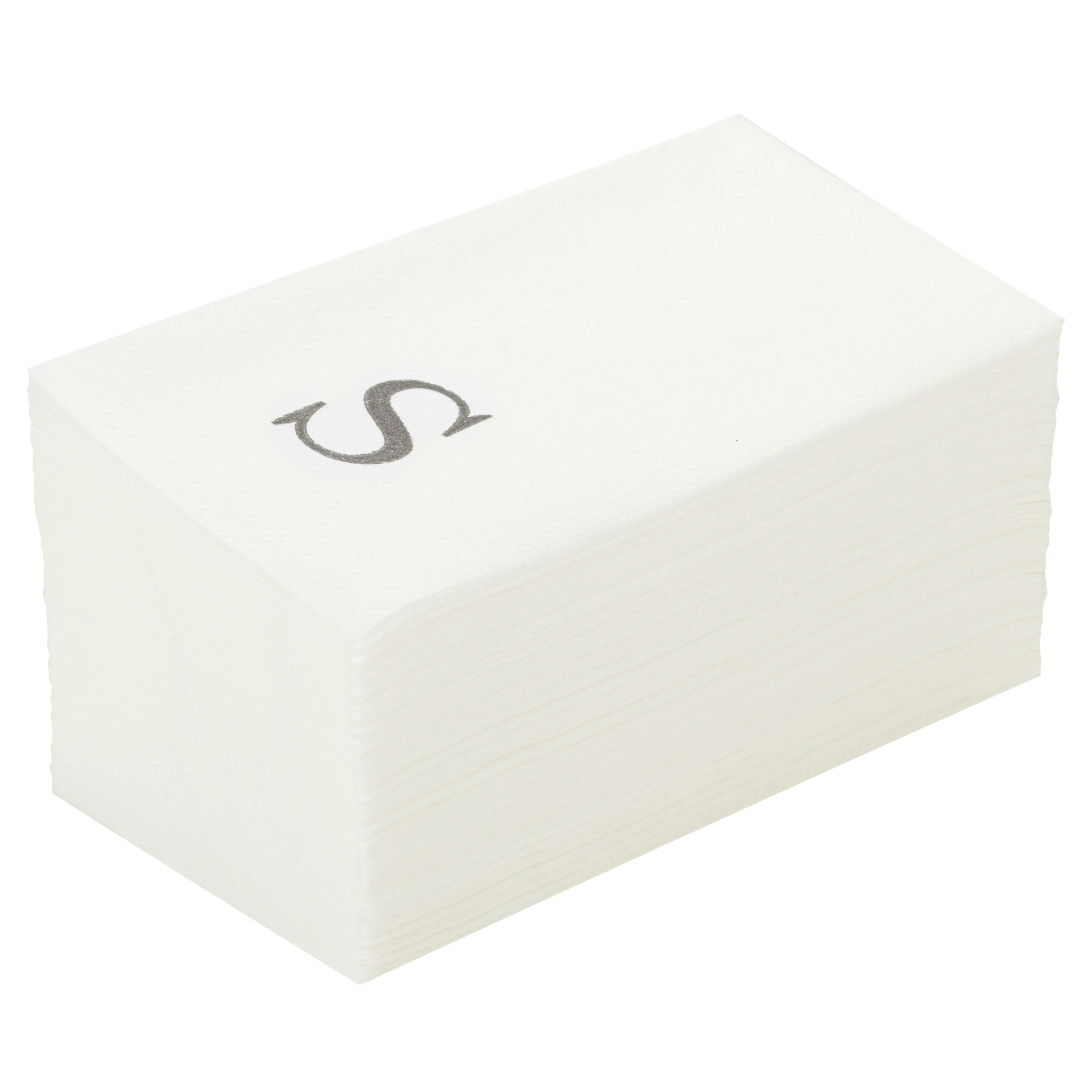 Towels, Guest, Luxenap, Linen-Like, White, with Silver Sans Serif Letter S, Air Laid, 15.75 x 8 Inch,2000 - 1 EACH