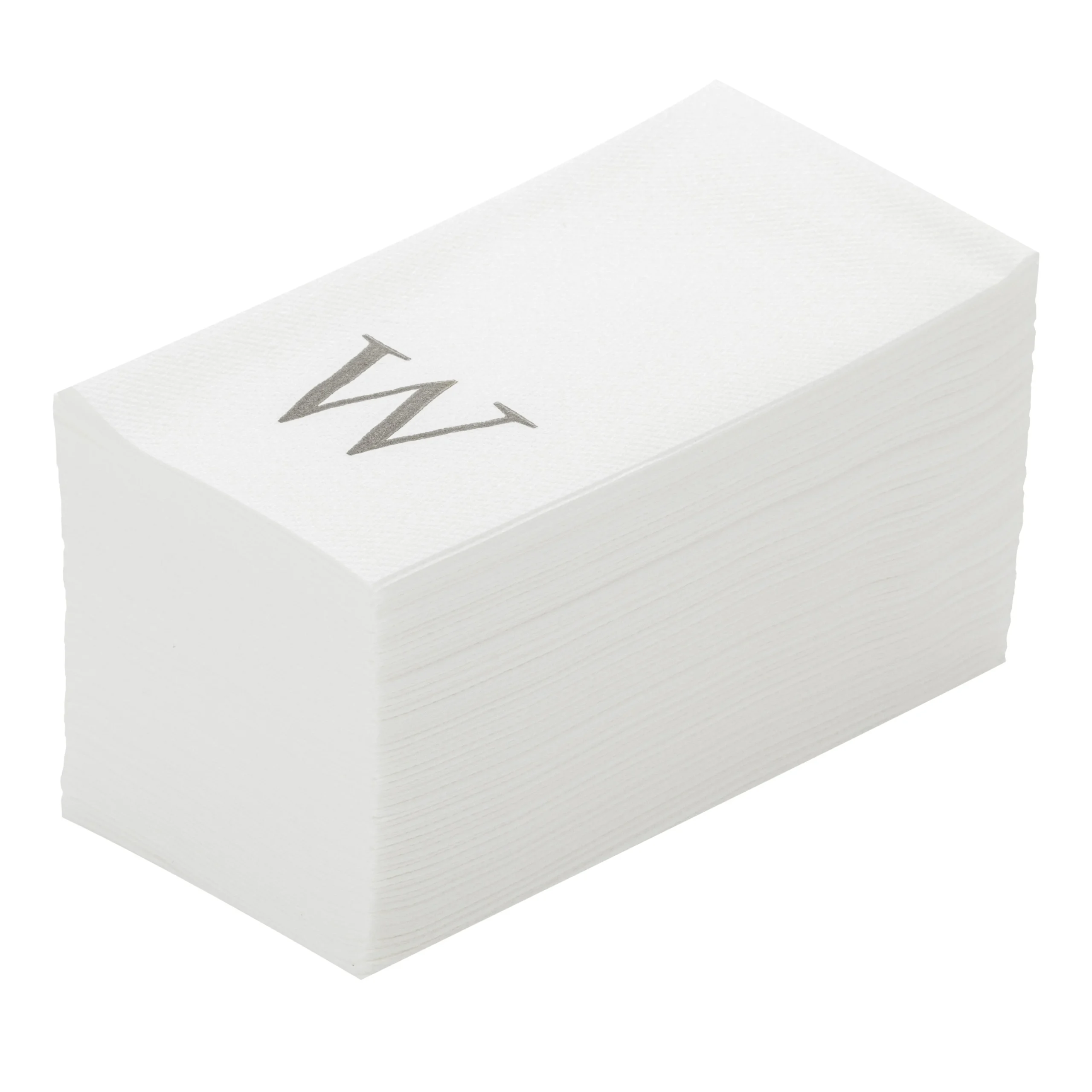 Towels, Guest, Luxenap, Linen-Like, White, with Silver Sans Serif Letter W, Air Laid, 15.75 x 8 Inch,2000 - 1 EACH