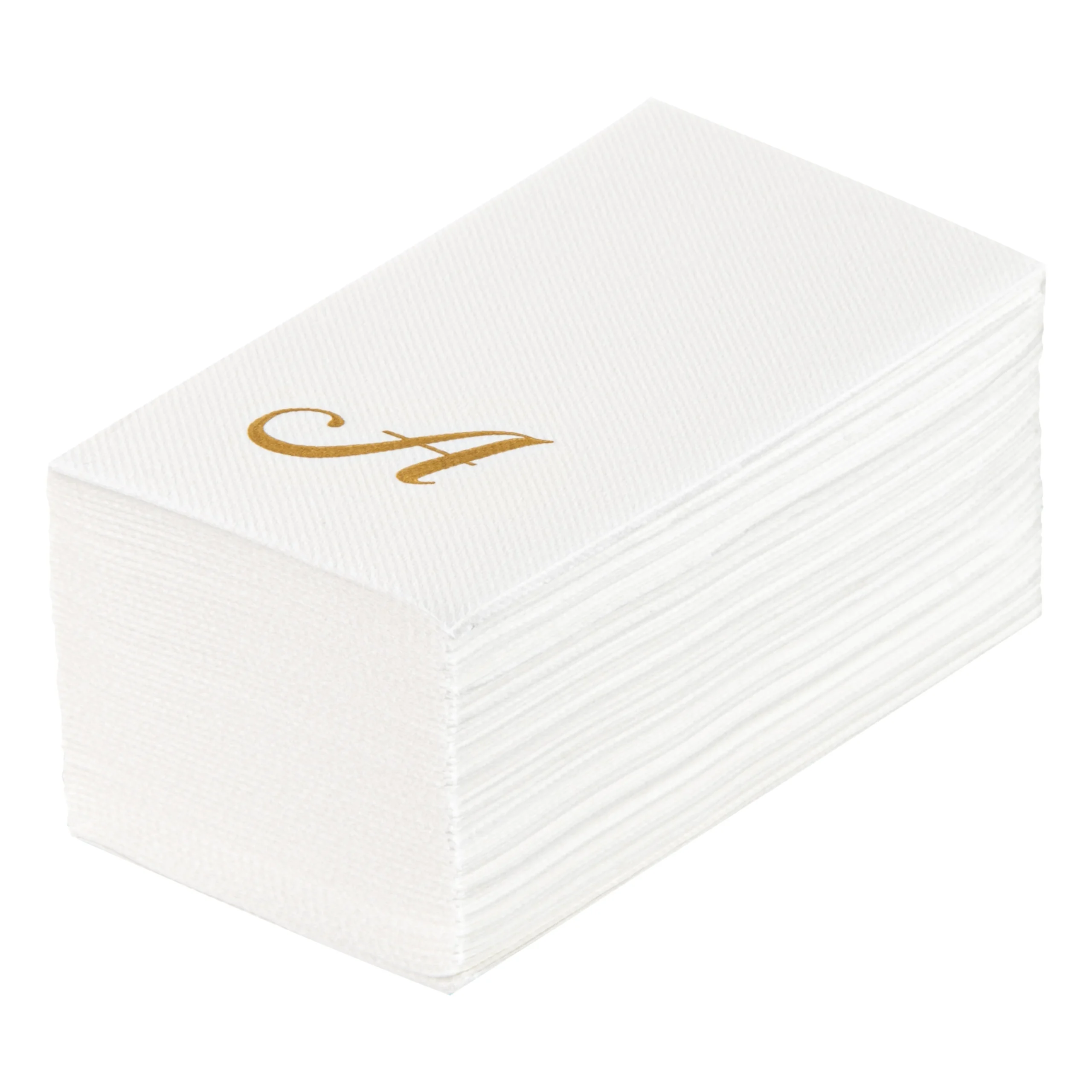 Towels, Guest, Luxenap, Linen-Like, White, with Gold Cursive Letter A, Air Laid, 15.75 x 8 Inch,2000 - 1 EACH