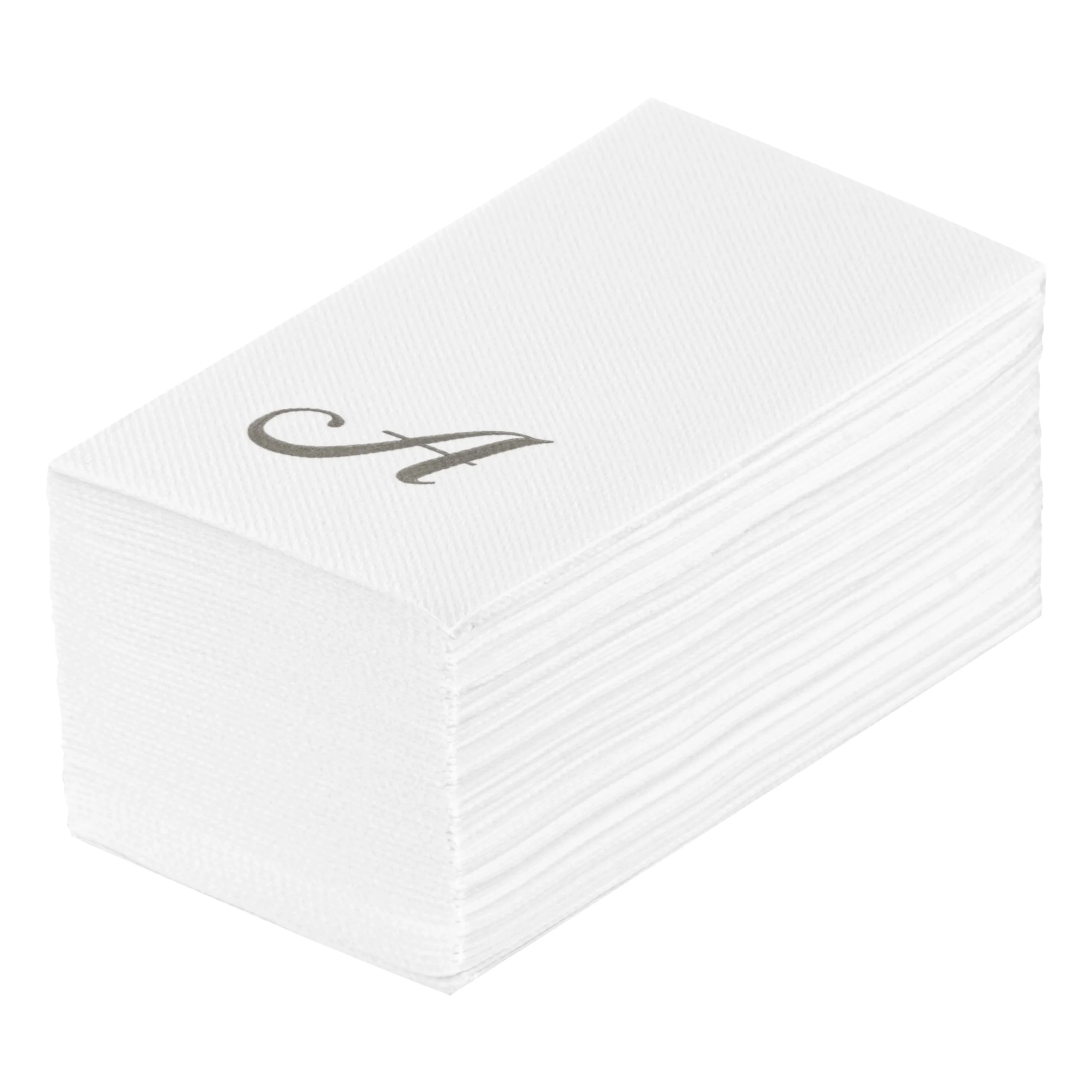 Towels, Guest, Luxenap, Linen-Like, White, with Silver Cursive Letter A, Air Laid, 15.75 x 8 Inch,2000 - 1 EACH