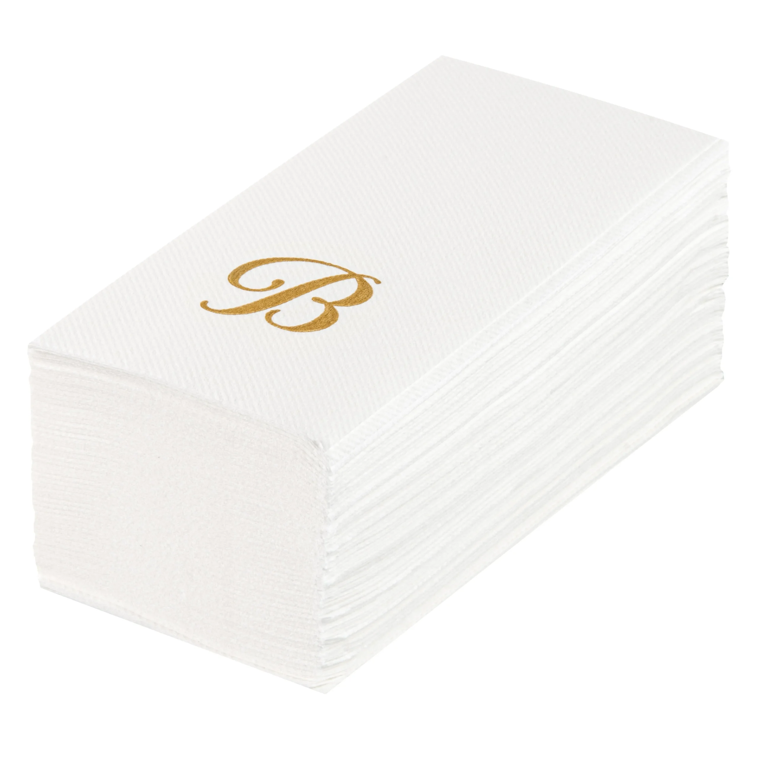 Towels, Guest, Luxenap, Linen-Like, White, with Gold Cursive Letter B, Air Laid, 15.75 x 8 Inch,2000 - 1 EACH