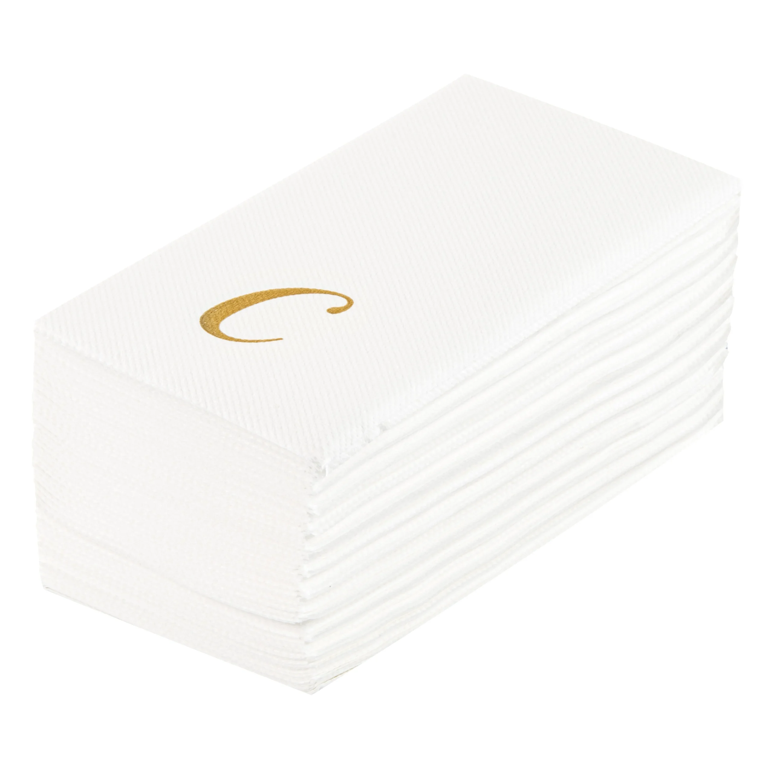Towels, Guest, Luxenap, Linen-Like, White, with Gold Cursive Letter C, Air Laid, 15.75 x 8 Inch,2000 - 1 EACH