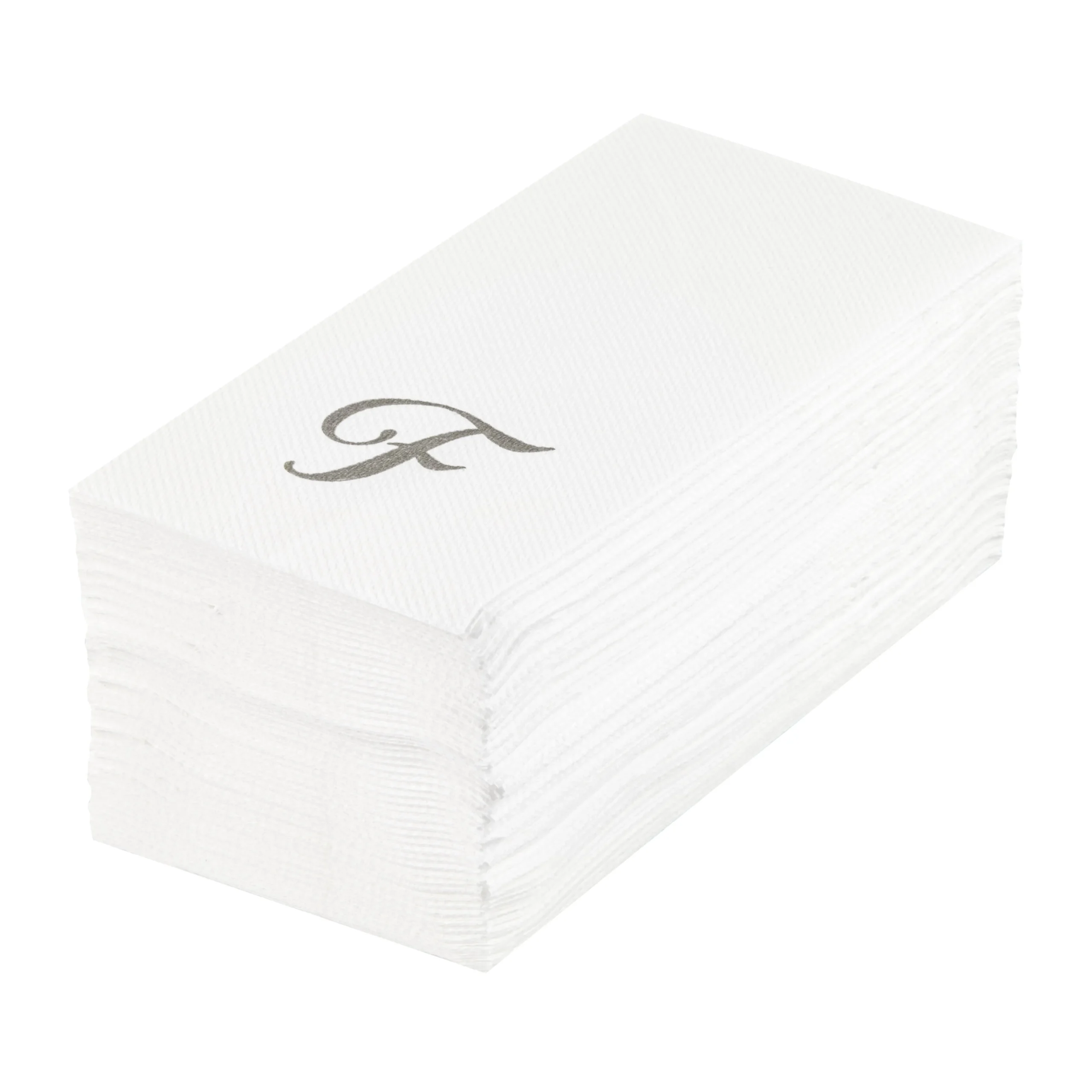 Towels, Guest, Luxenap, Linen-Like, White, with Silver Cursive Letter F, Air Laid, 15.75 x 8 Inch,2000 - 1 EACH