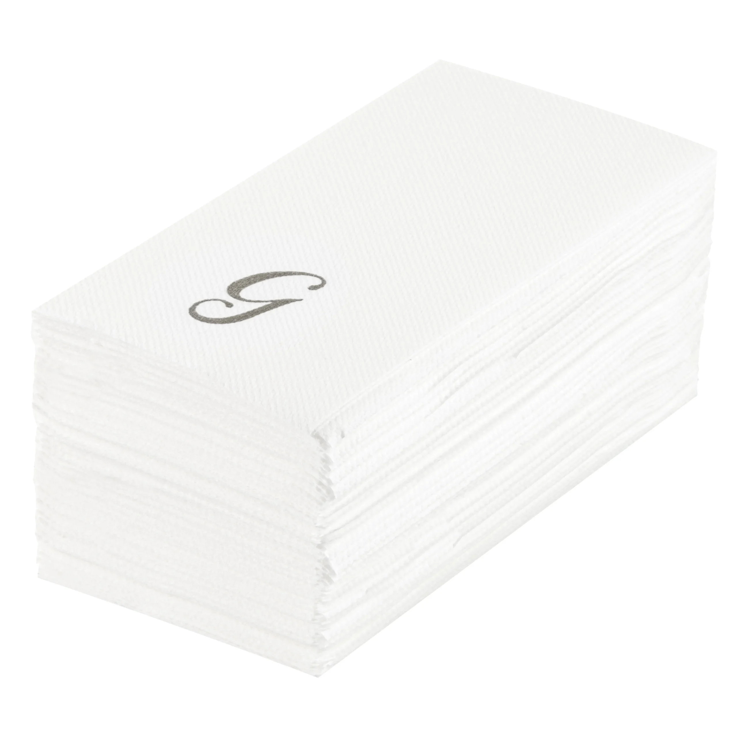 Towels, Guest, Luxenap, Linen-Like, White, with Silver Cursive Letter G, Air Laid, 15.75 x 8 Inch,2000 - 1 EACH