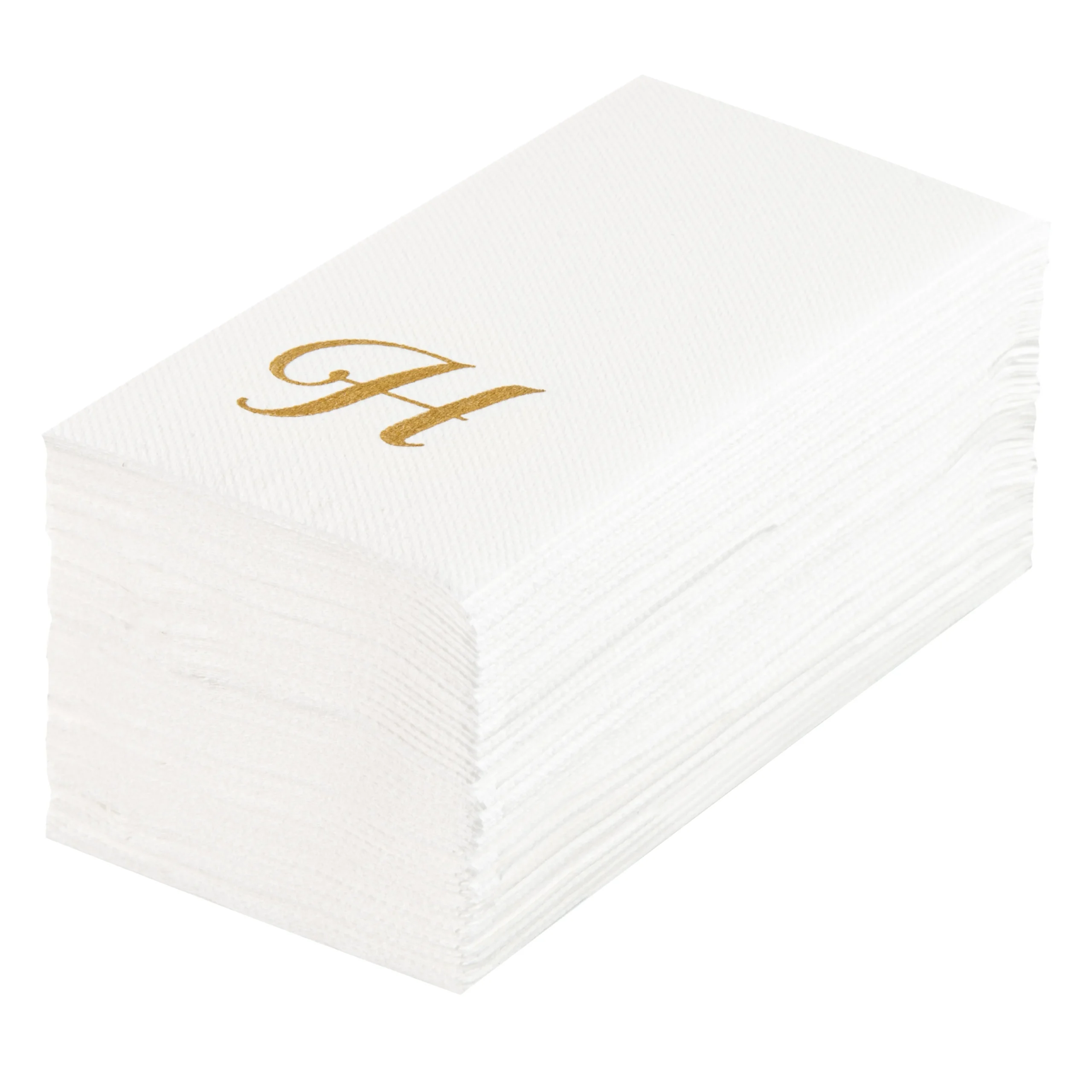 Towels, Guest, Luxenap, Linen-Like, White, with Gold Cursive Letter H, Air Laid, 15.75 x 8 Inch,2000 - 1 EACH