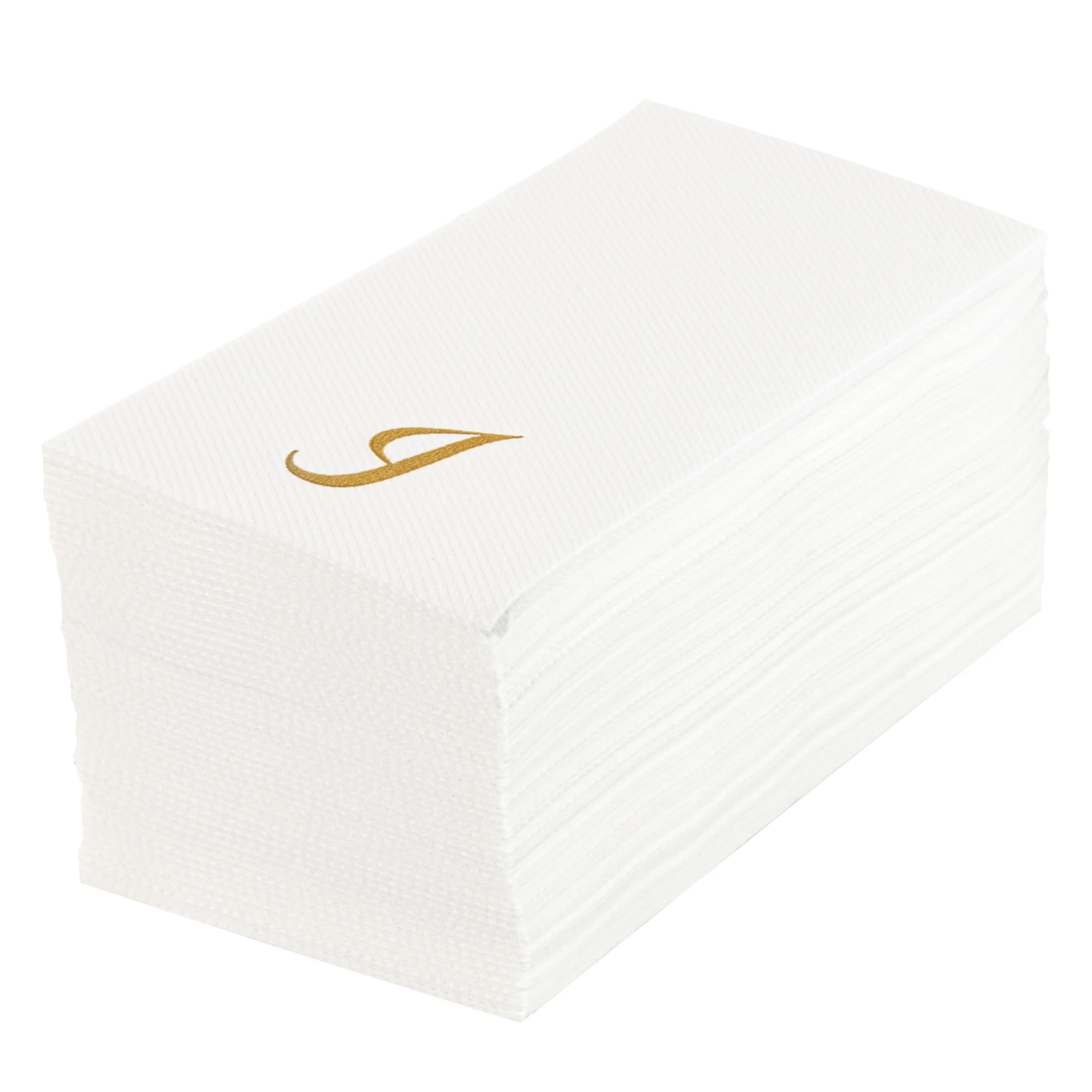 Towels, Guest, Luxenap, Linen-Like, White, with Gold Cursive Letter I, Air Laid, 15.75 x 8 Inch,2000 - 1 EACH