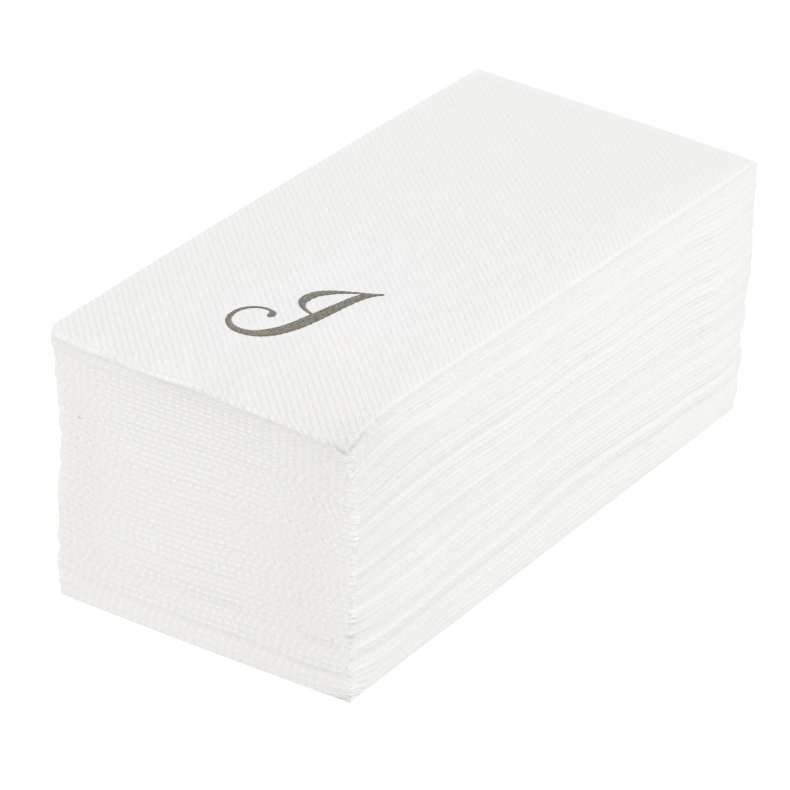 Towels, Guest, Luxenap, Linen-Like, White, with Silver Cursive Letter J, Air Laid, 15.75 x 8 Inch,2000 - 1 EACH