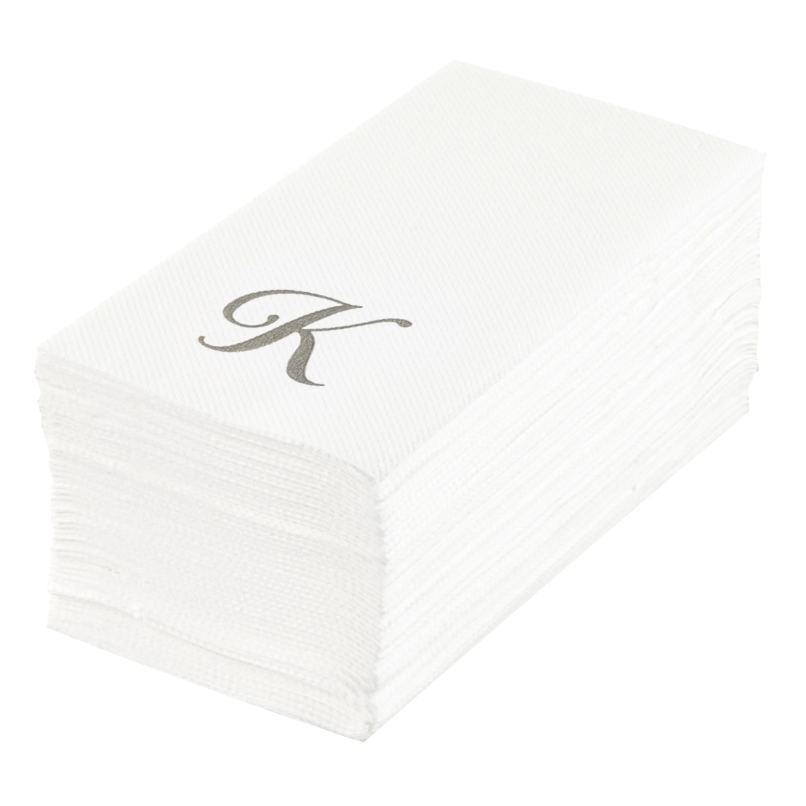 Towels, Guest, Luxenap, Linen-Like, White, with Silver Cursive Letter K, Air Laid, 15.75 x 8 Inch,2000 - 1 EACH