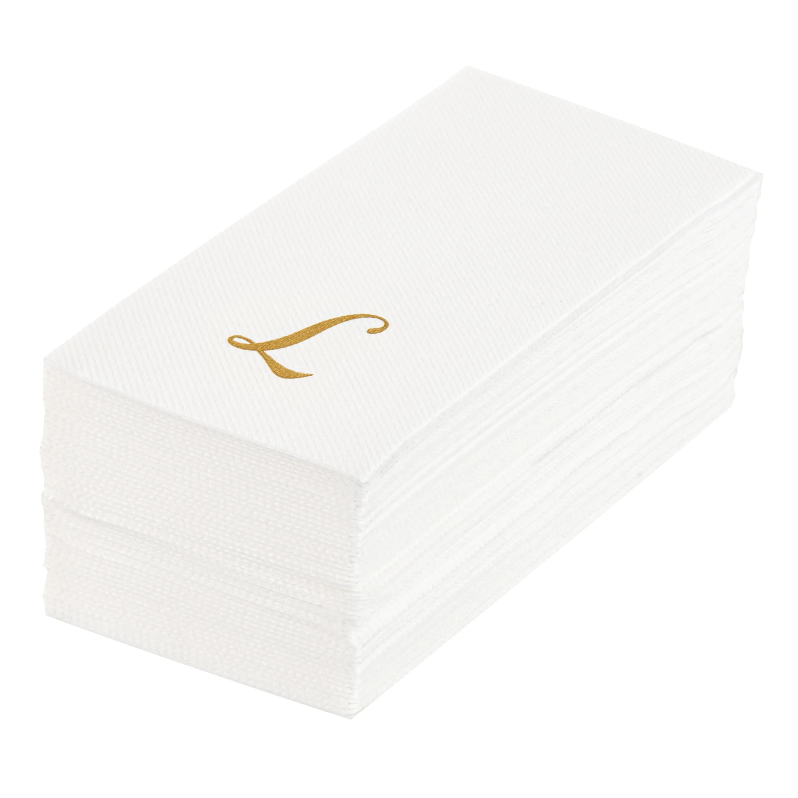 Towels, Guest, Luxenap, Linen-Like, White, with Gold Cursive Letter L, Air Laid, 15.75 x 8 Inch,2000 - 1 EACH