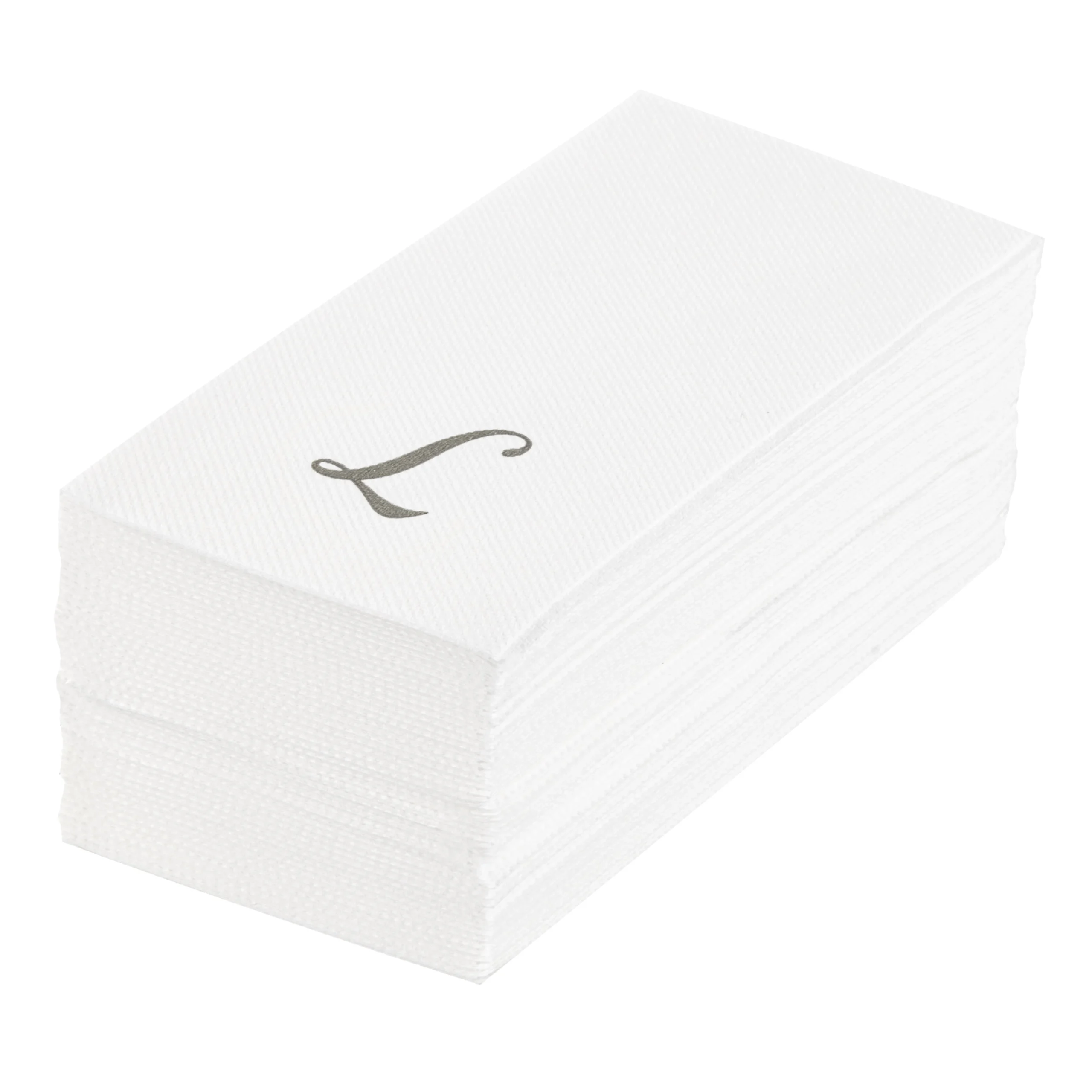 Towels, Guest, Luxenap, Linen-Like, White, with Silver Cursive Letter L, Air Laid, 15.75 x 8 Inch,2000 - 1 EACH