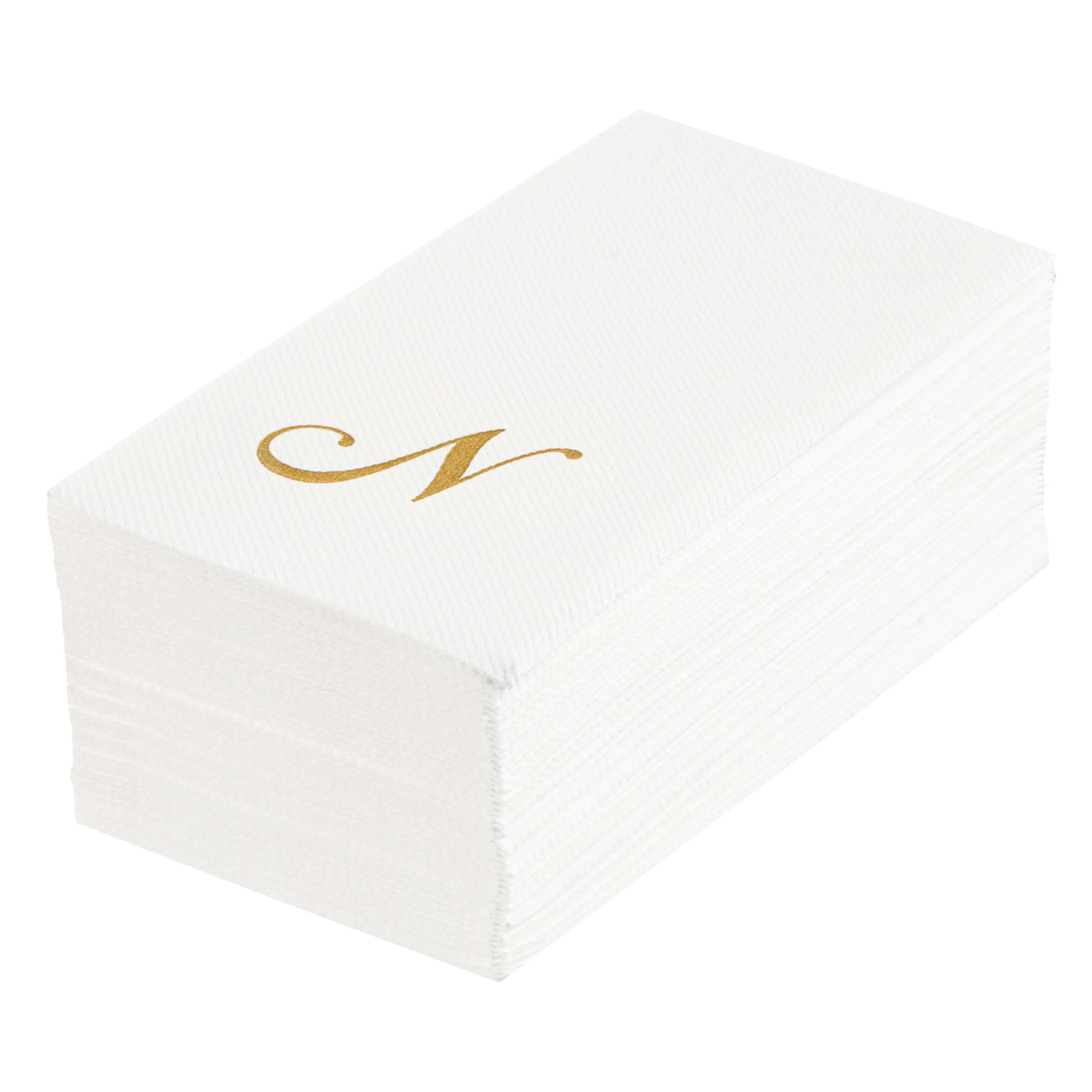 Towels, Guest, Luxenap, Linen-Like, White, with Gold Cursive Letter N, Air Laid, 15.75 x 8 Inch,2000 - 1 EACH