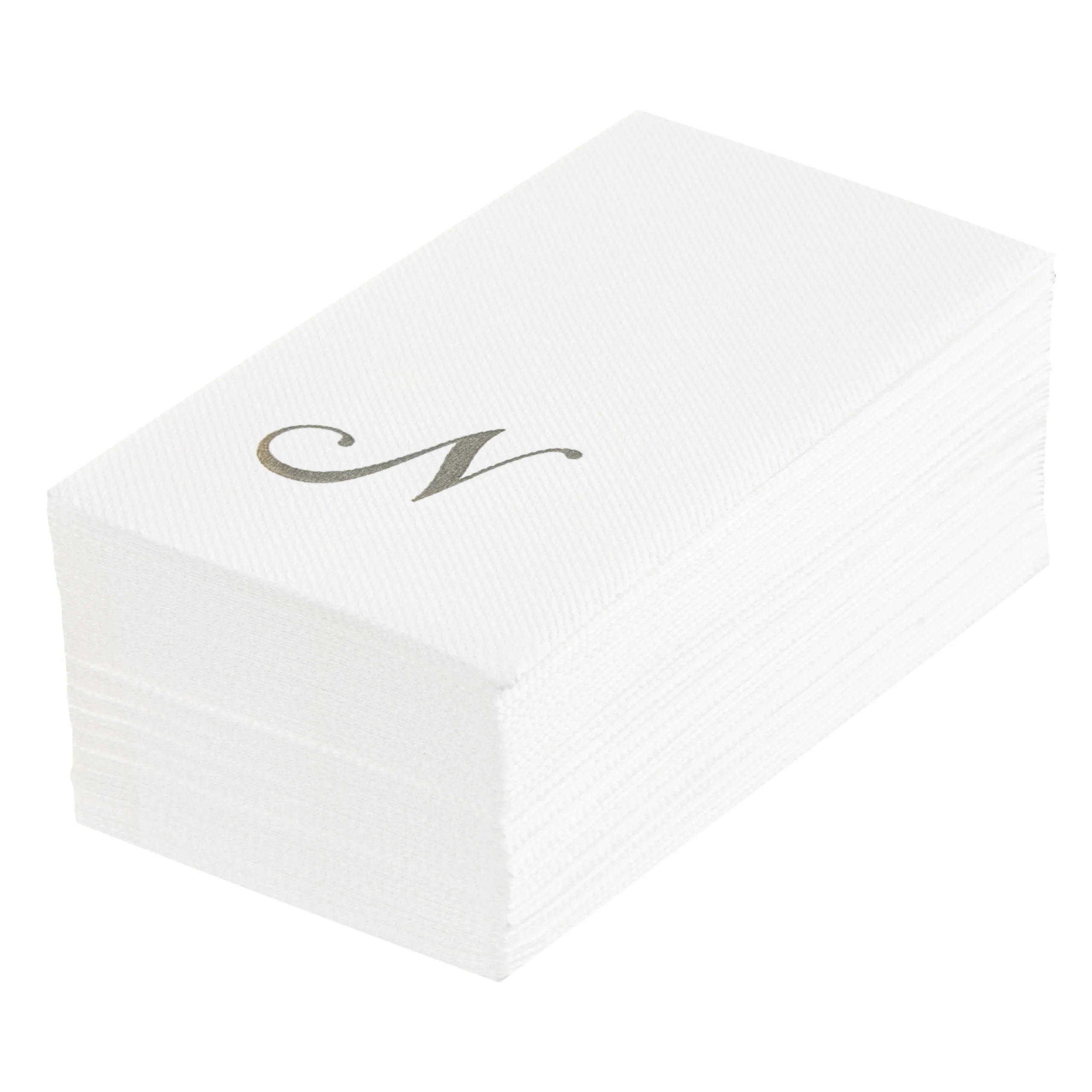 Towels, Guest, Luxenap, Linen-Like, White, with Silver Cursive Letter N, Air Laid, 15.75 x 8 Inch,2000 - 1 EACH