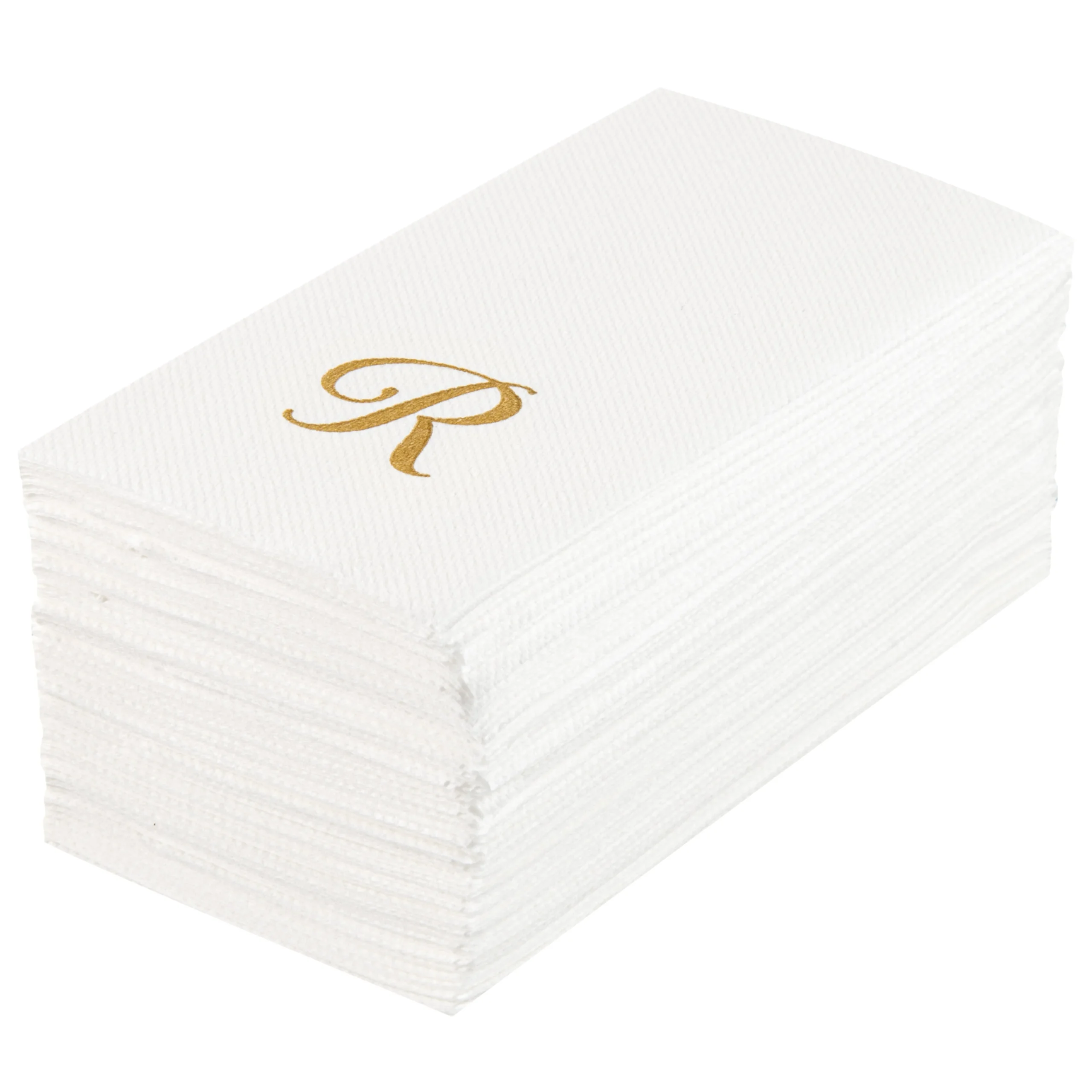 Towels, Guest, Luxenap, Linen-Like, White, with Gold Cursive Letter R, Air Laid, 15.75 x 8 Inch,2000 - 1 EACH