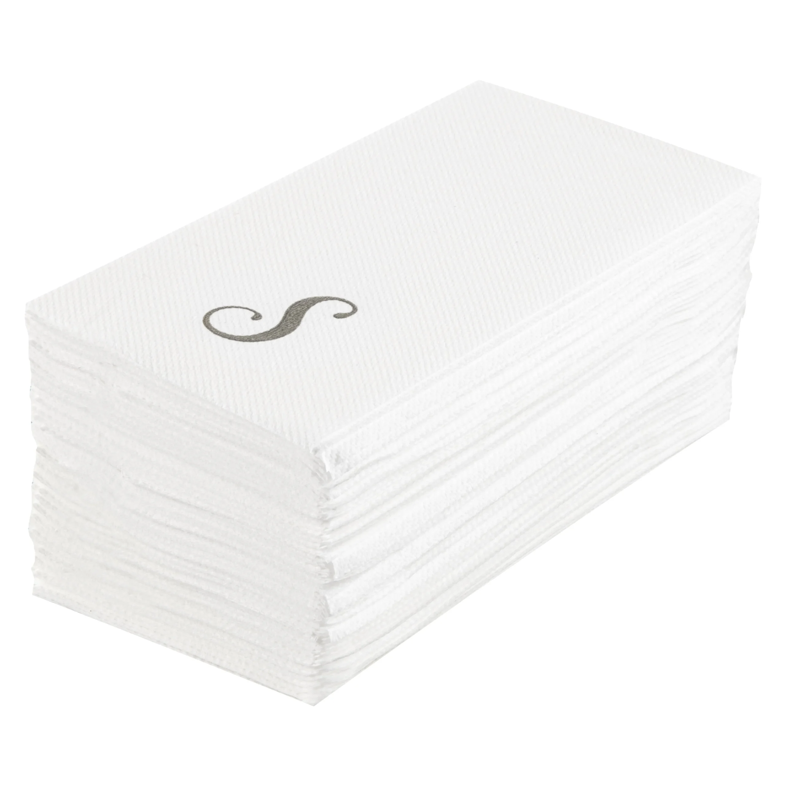Towels, Guest, Luxenap, Linen-Like, White, with Silver Cursive Letter S, Air Laid, 15.75 x 8 Inch,2000 - 1 EACH