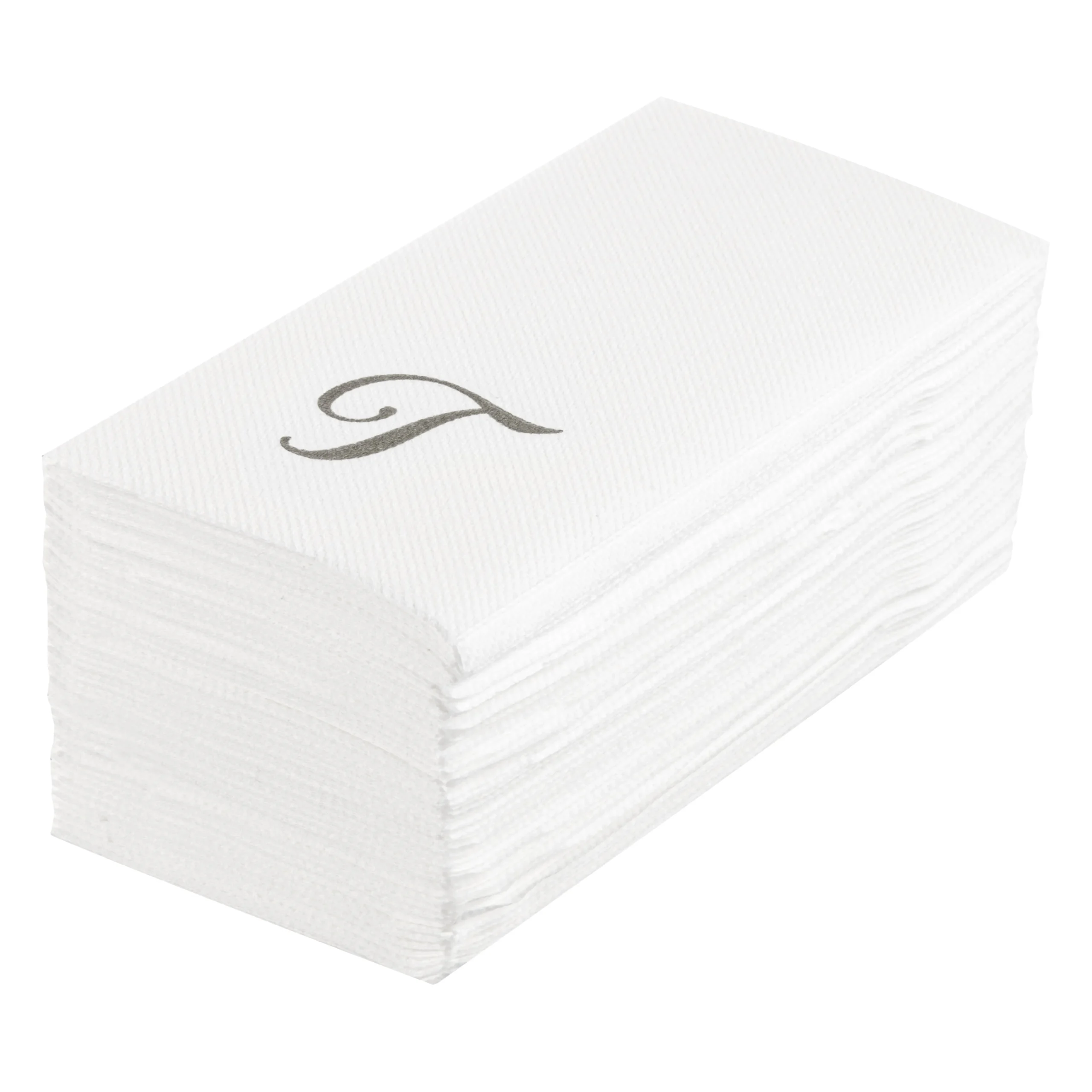 Towels, Guest, Luxenap, Linen-Like, White, with Silver Cursive Letter T, Air Laid, 15.75 x 8 Inch,2000 - 1 EACH