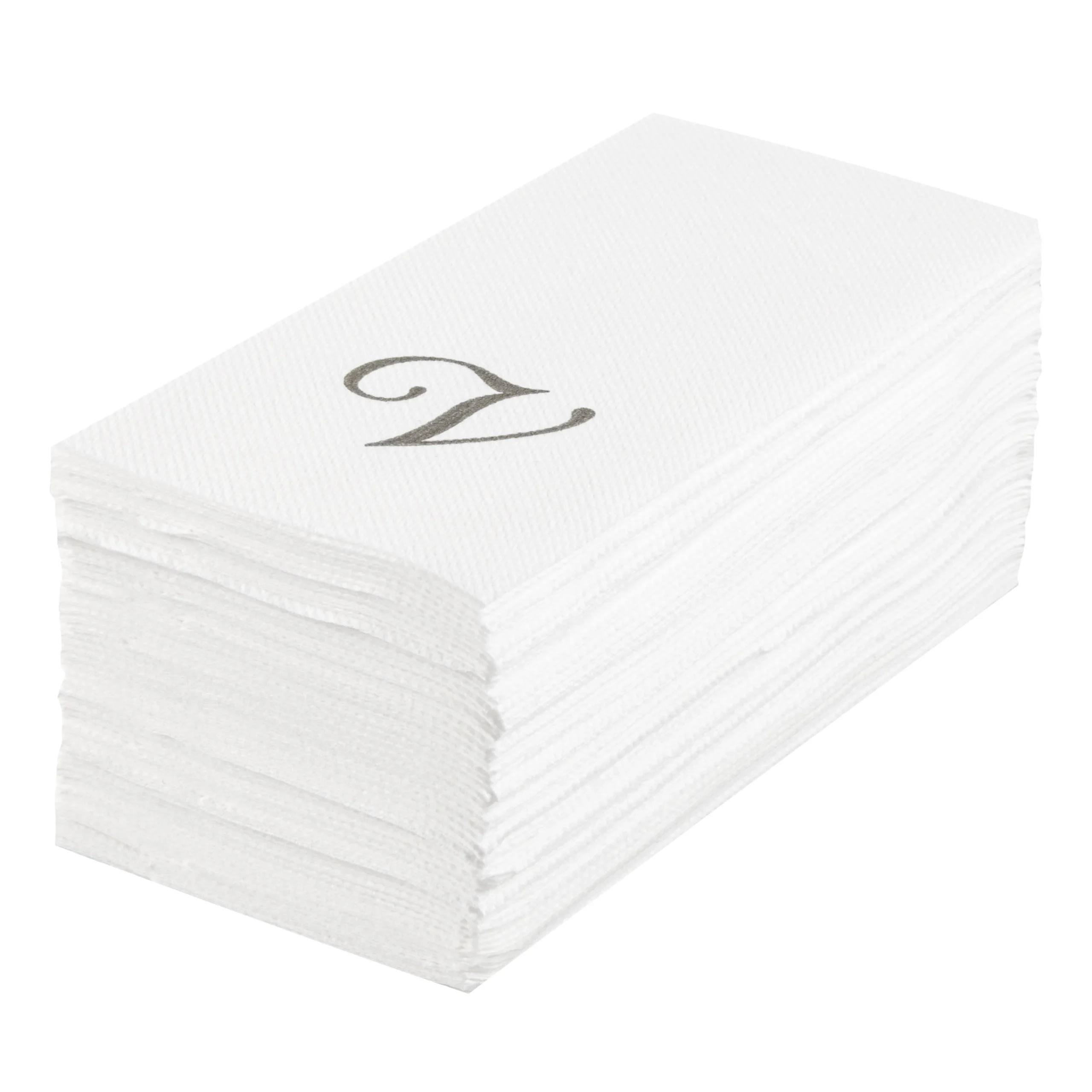 Towels, Guest, Luxenap, Linen-Like, White, with Silver Cursive Letter V, Air Laid, 15.75 x 8 Inch,2000 - 1 EACH