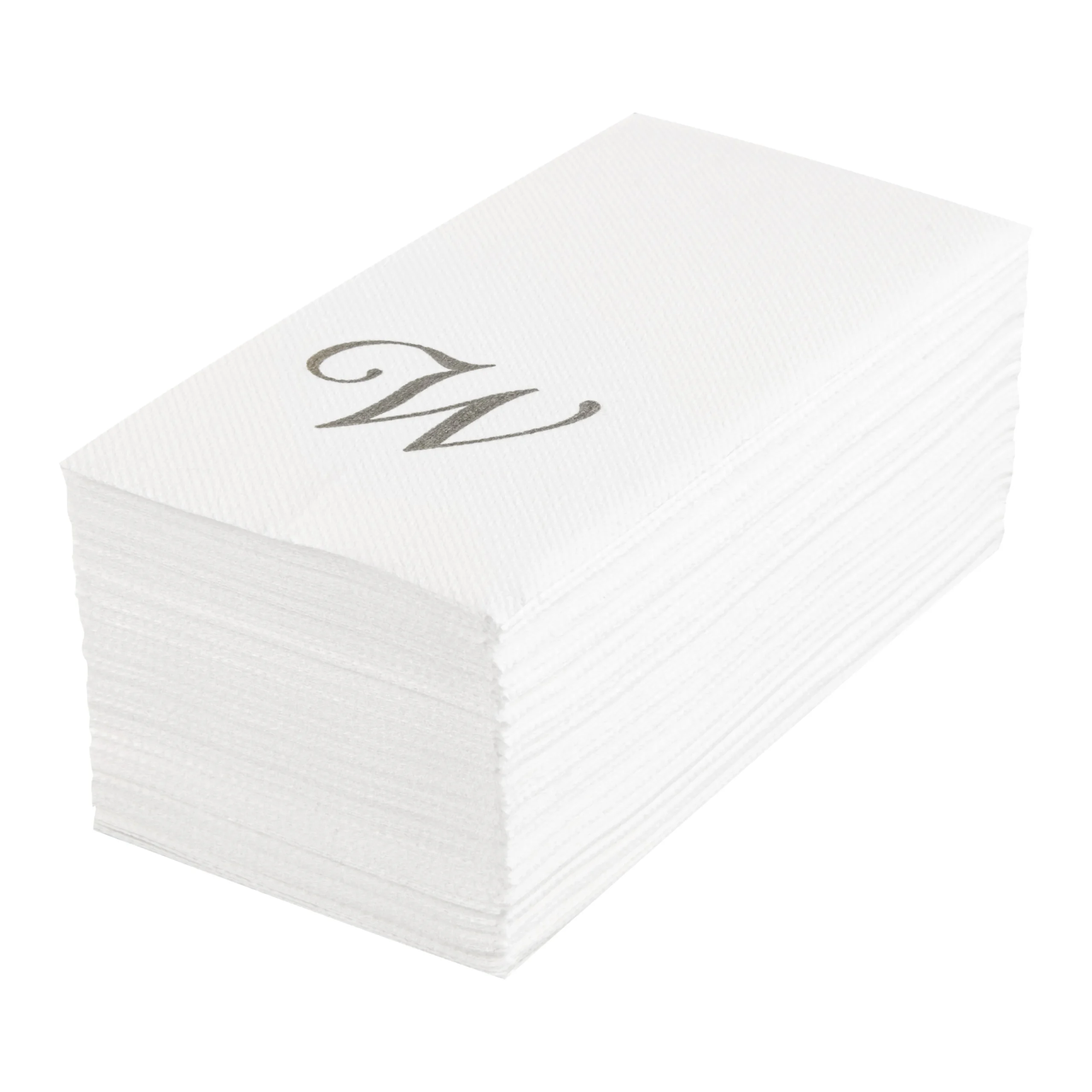 Towels, Guest, Luxenap, Linen-Like, White, with Silver Cursive Letter W, Air Laid, 15.75 x 8 Inch,2000 - 1 EACH