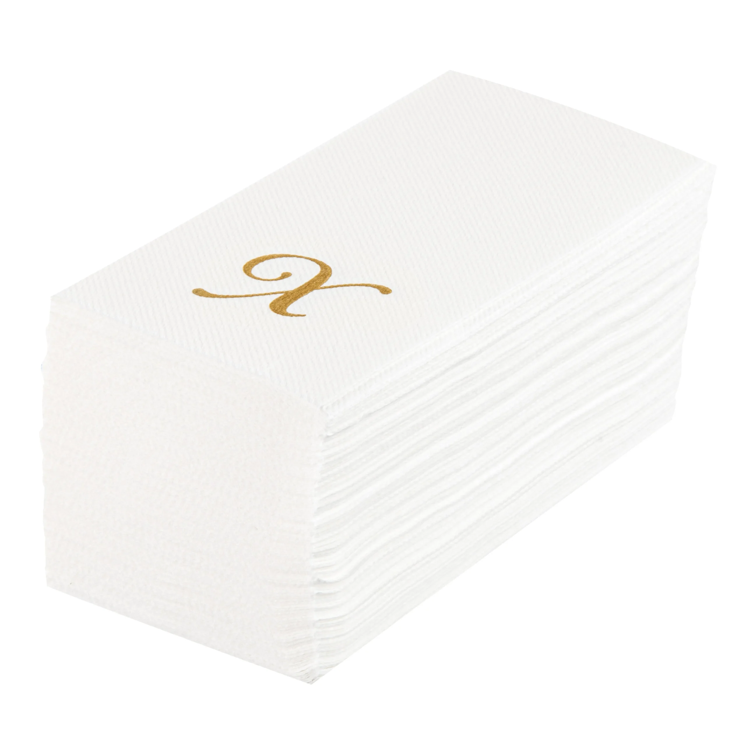 Towels, Guest, Luxenap, Linen-Like, White, with Gold Cursive Letter X, Air Laid, 15.75 x 8 Inch,2000 - 1 EACH