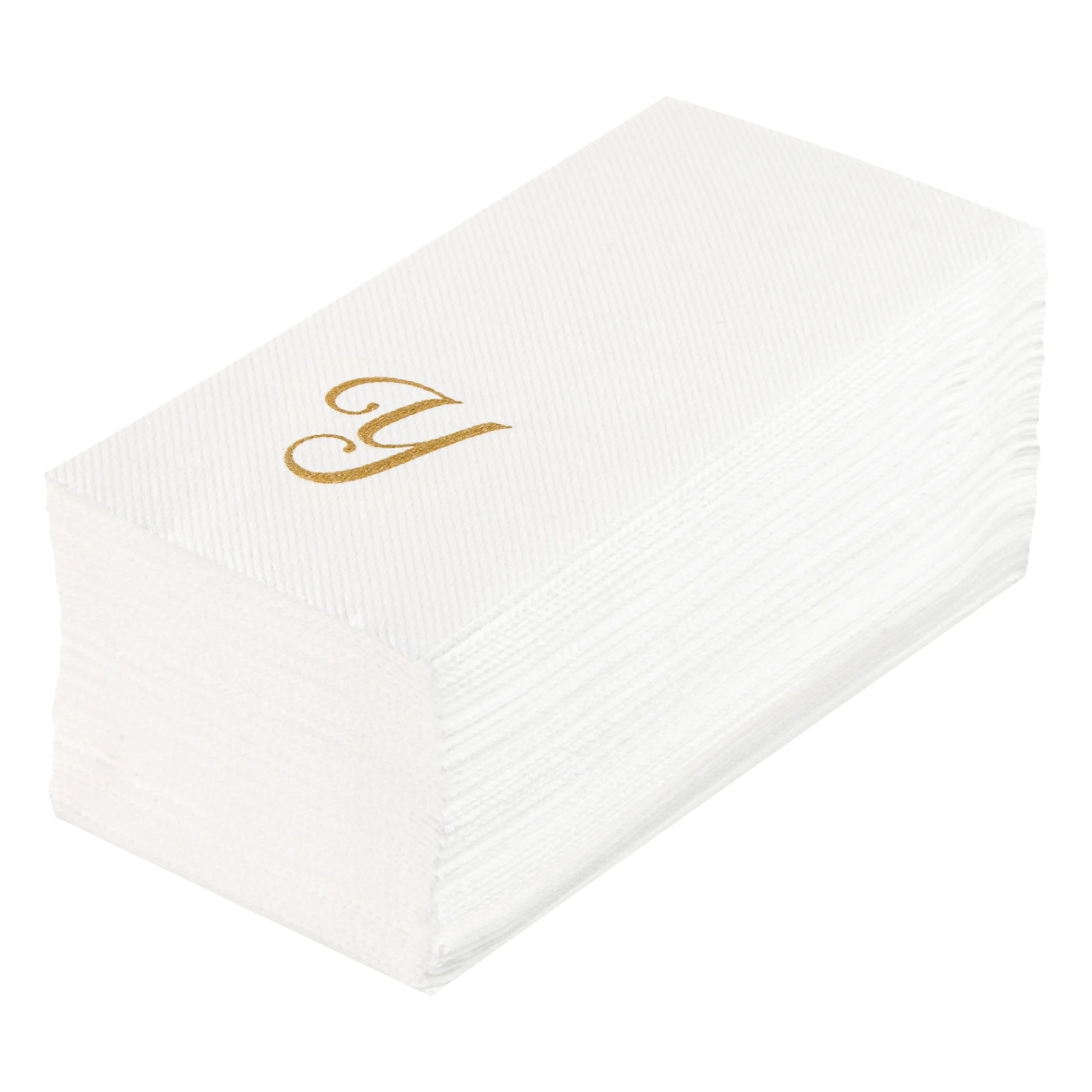 Towels, Guest, Luxenap, Linen-Like, White, with Gold Cursive Letter Y, Air Laid, 15.75 x 8 Inch,2000 - 1 EACH
