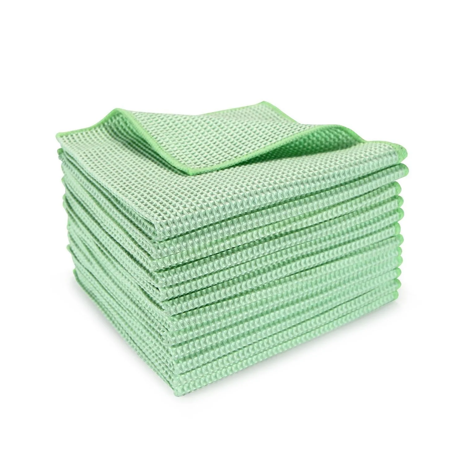 Cloths, 16 x 16 Inch, Green, Microfiber Waffle,12 - 1 EACH