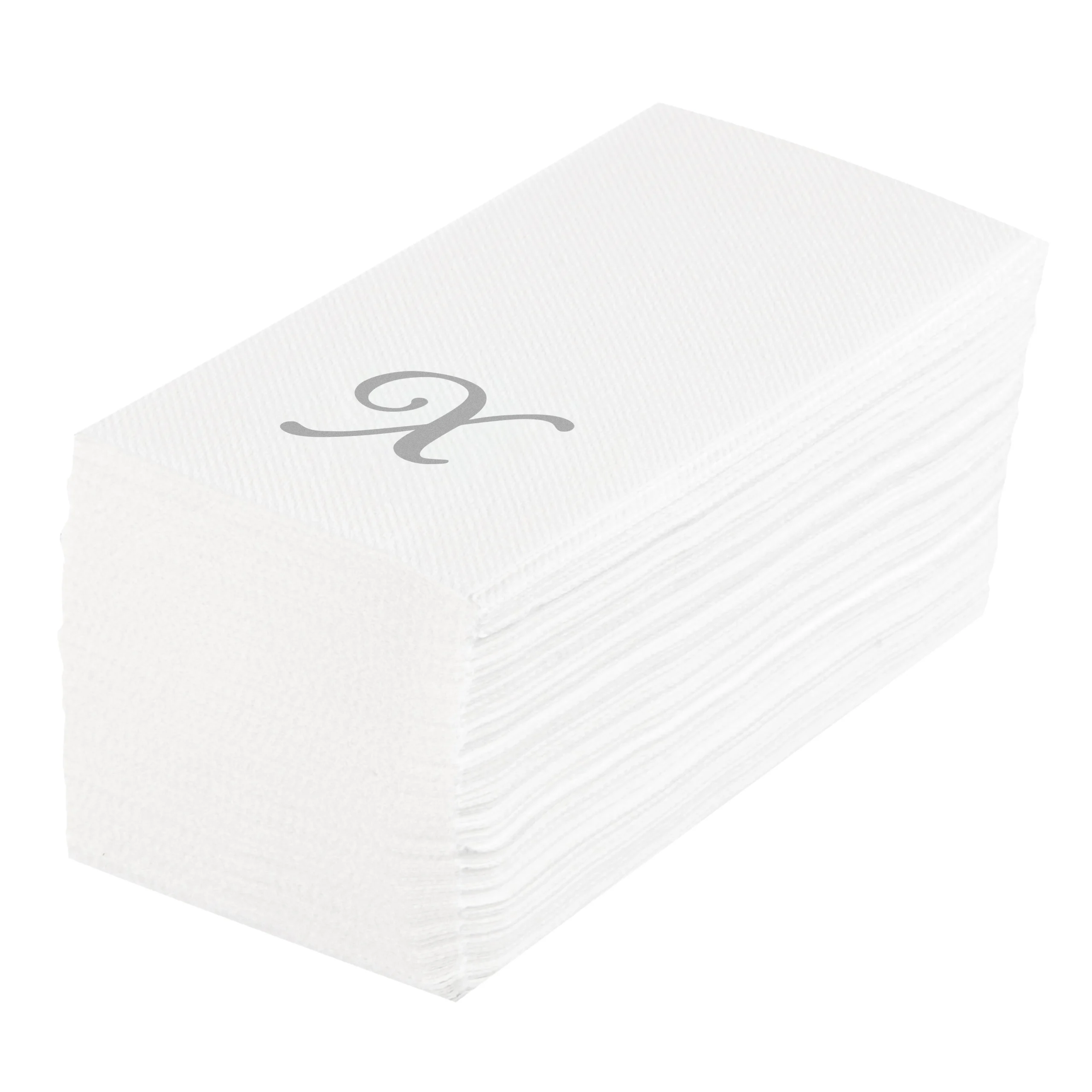 Towels, Guest, Paper, White, with Silver Cursive Letter X, Air Laid, 15.75 x 8 Inch, Rectangular, Linen-Feel,50 - 1 EACH
