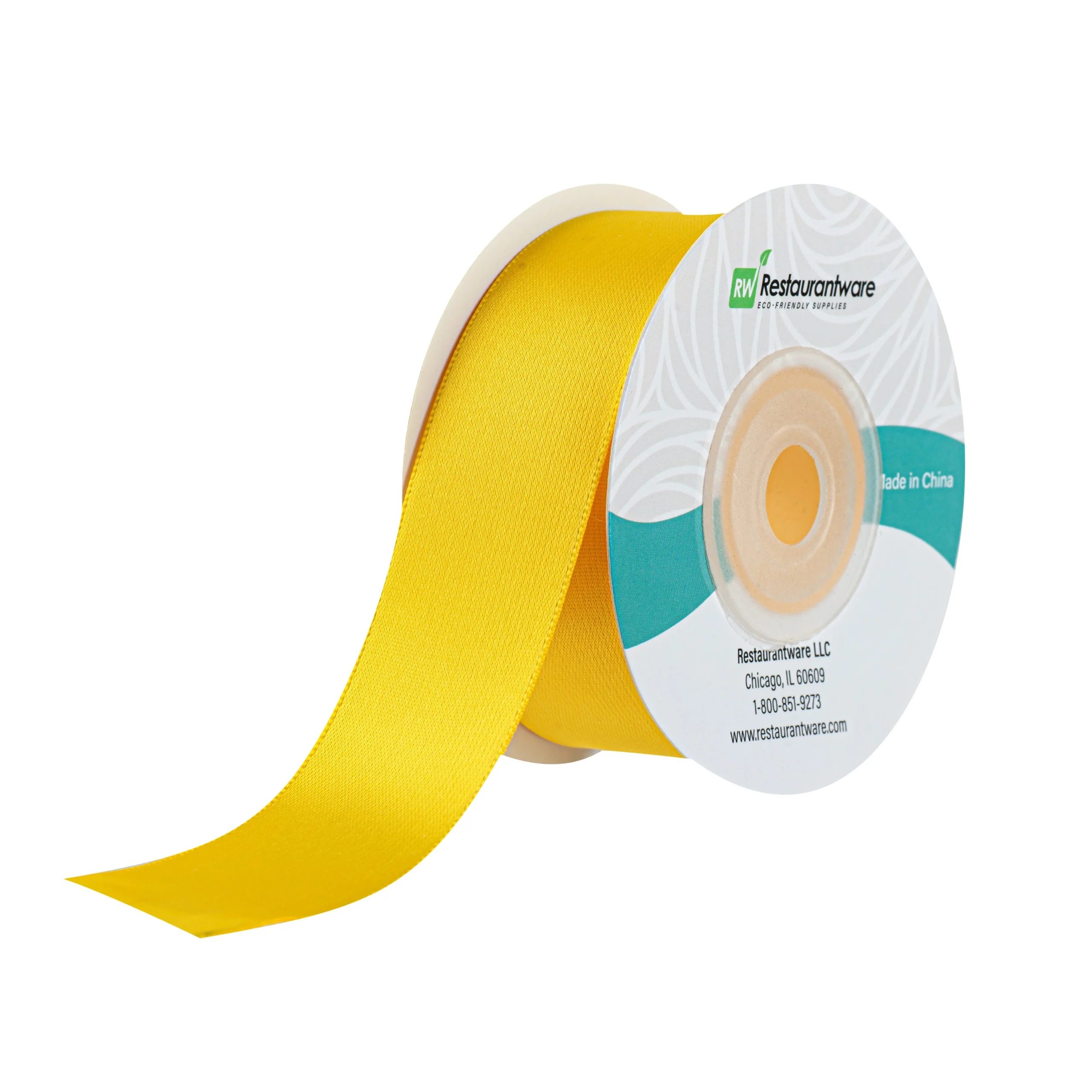 Ribbons, Satin, Gift Tek 1 Inch, Single-Face, Yellow, Polyester, 10 Yard,1 - 30 FOOT