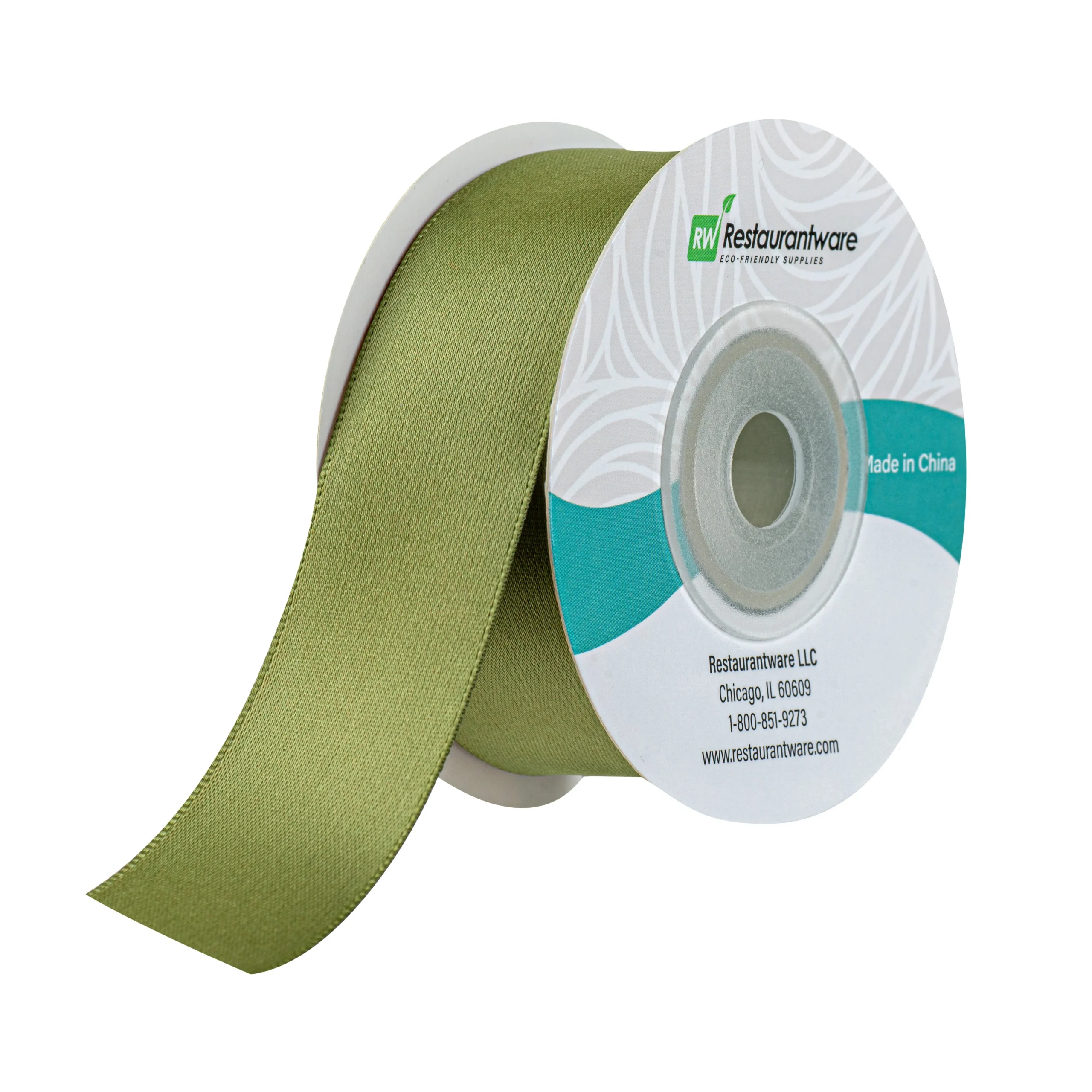 Ribbons, Satin, Gift Tek 1 Inch, Single-Face, Spring Moss Green, Polyester, 10 Yard,1 - 30 FOOT