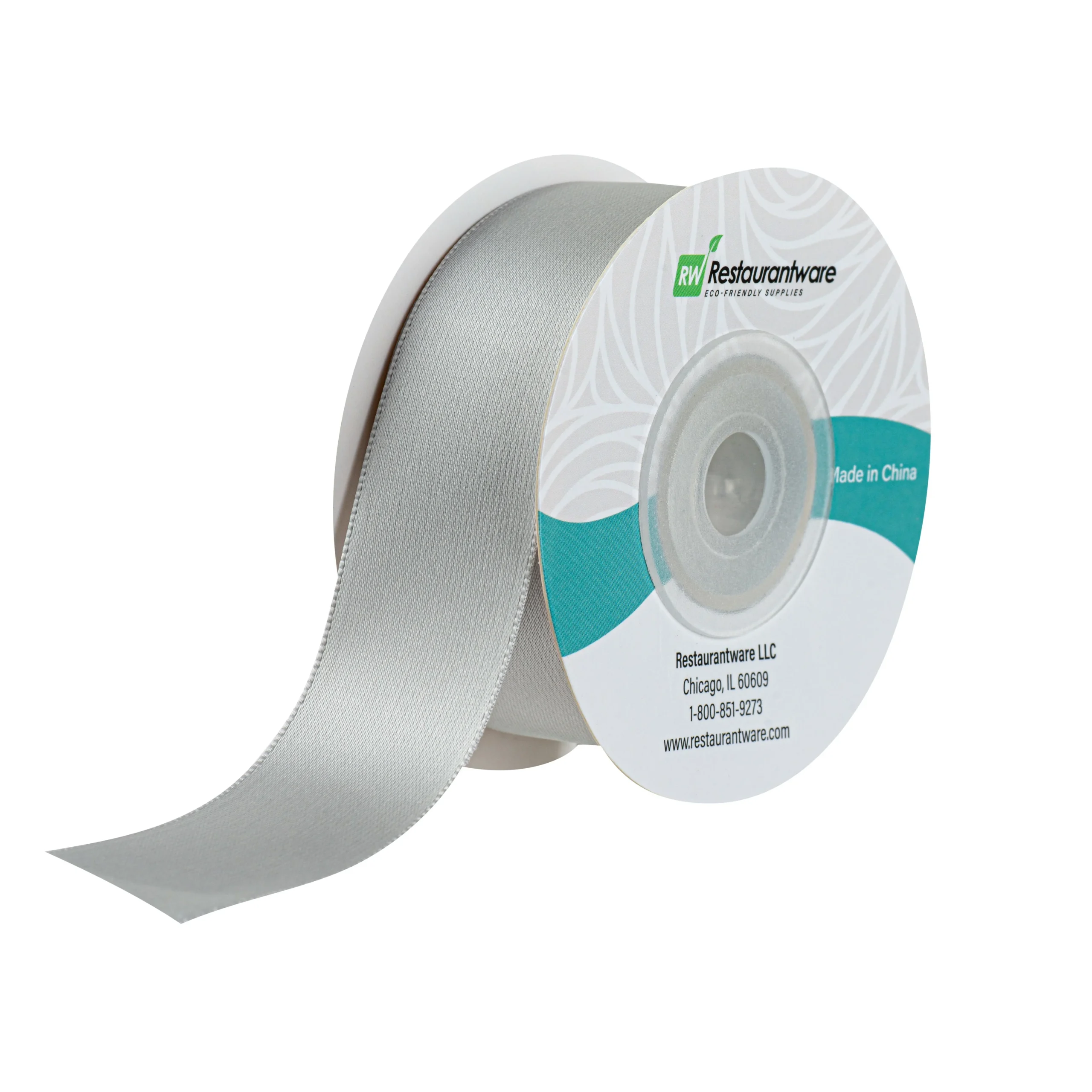 Ribbons, Satin, Gift Tek 1 Inch, Single-Face, Gray, Polyester, 10 Yard,1 - 30 FOOT