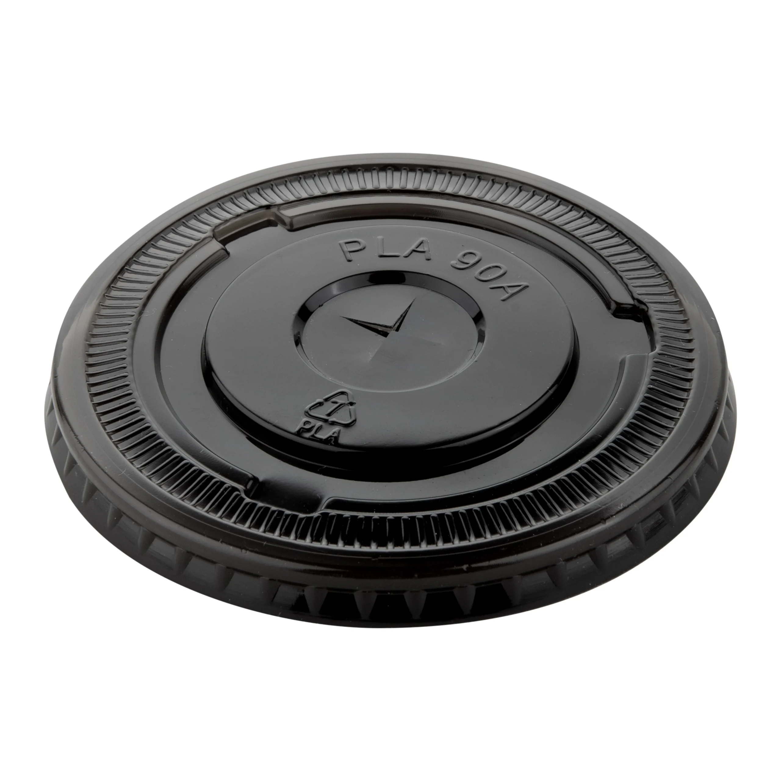 Lids, Flat, Zero Waste, Plastic, Black, 3.50 x 3.50 x 0.25 Inch, Round, for 12/16/24 Ounce Cups, PLA,10 - 100 COUNT