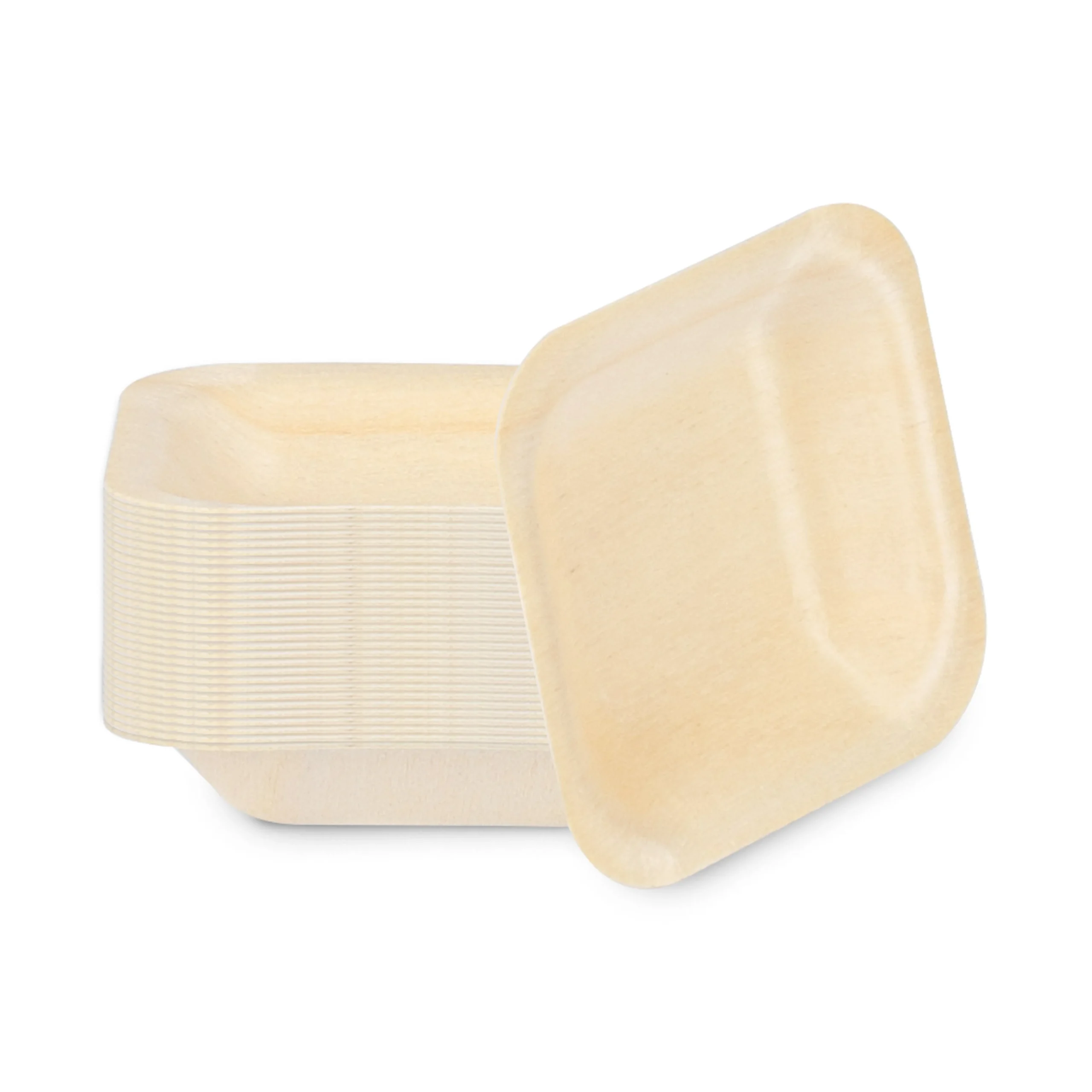 Plates, Taipei 2.75 x 2.75 Inch, Poplar Wood, Natural, Square,4 - 50 COUNT