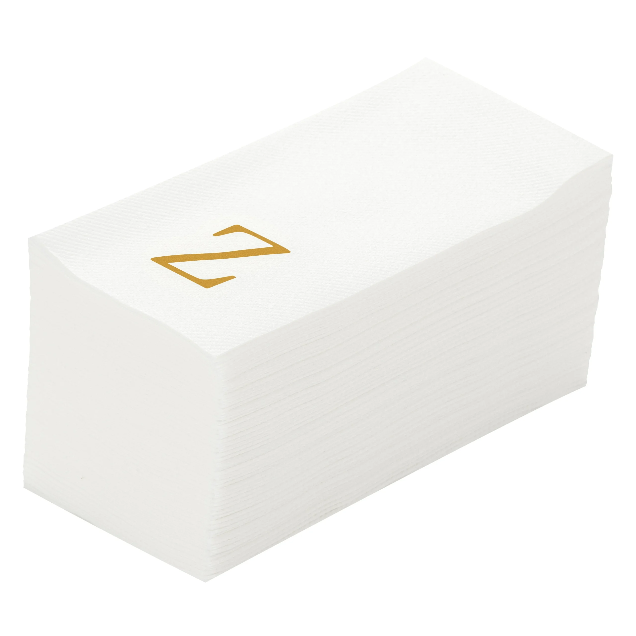 Towels, Guest, Luxenap, Linen-Feel, White, with Gold Sans Serif Letter Z, Air Laid, 15.75 x 8 Inch, Rectangular,40 - 50 COUNT