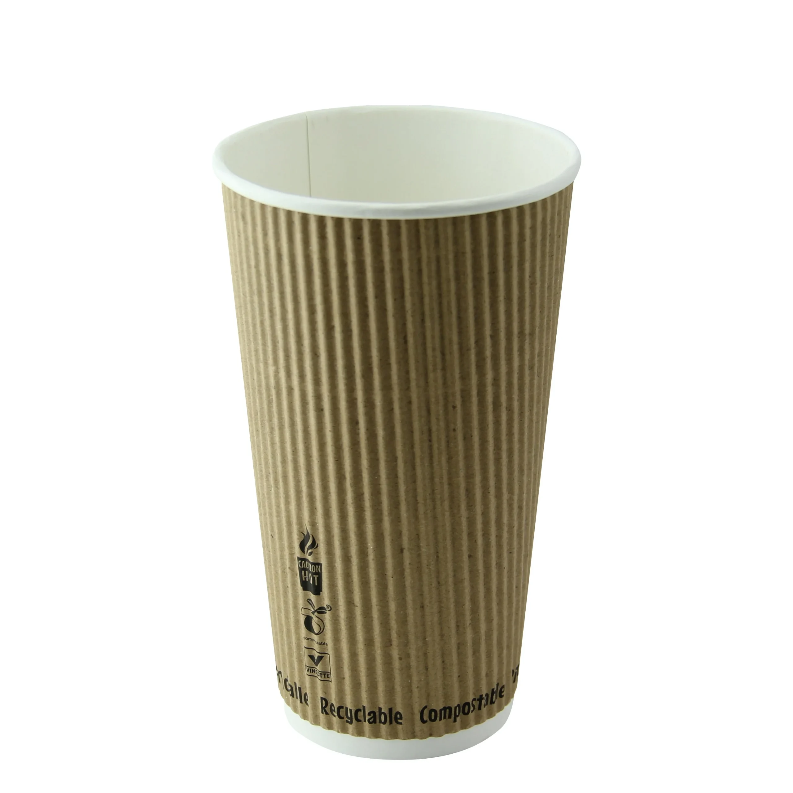 Cups, 20 Ounce, Paper, Rippled-Wall, Kraft, 3.50 x 6.10 Inch,20 - 25 COUNT