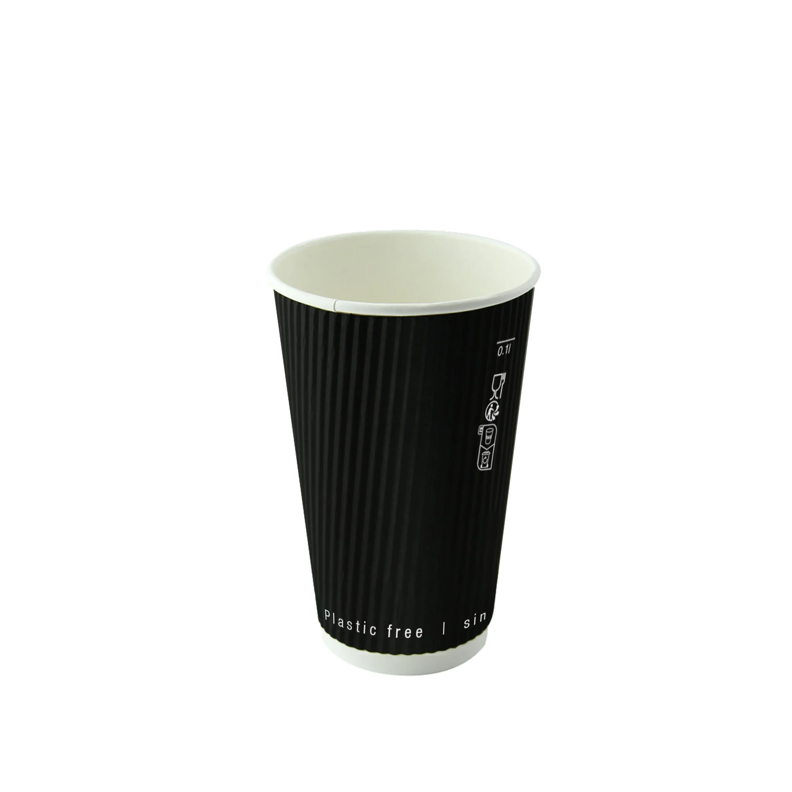 Cups, 10 Ounce, Paper, Rippled-Wall, Black, 3.50 x 3.40 Inch,20 - 25 COUNT