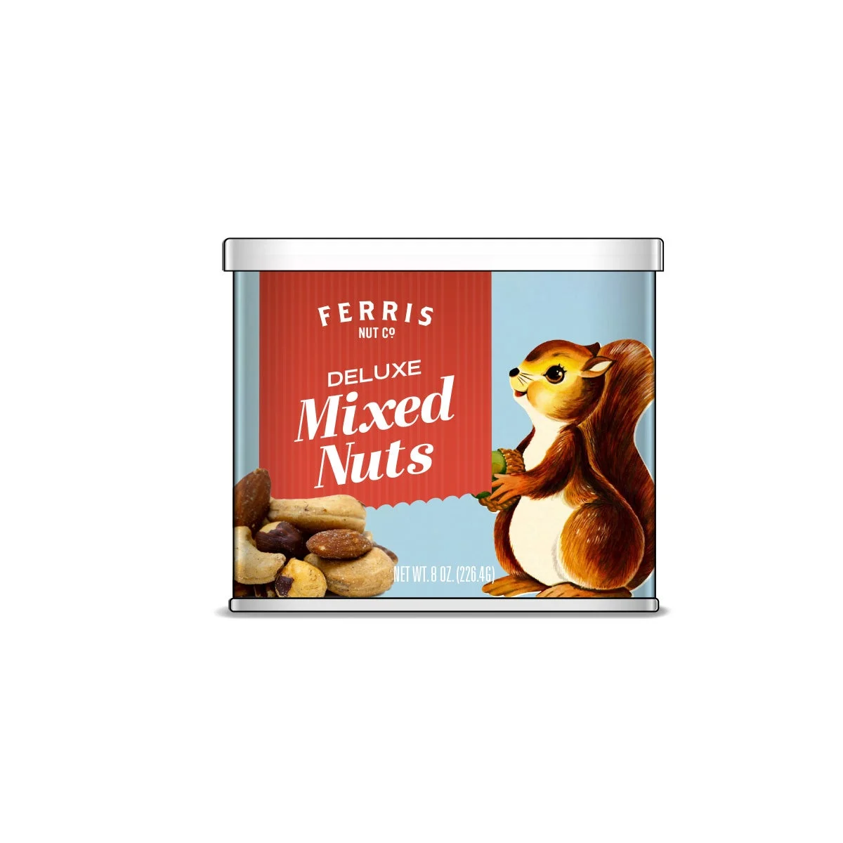Nuts, Mixed, Roasted & Salted, Can,12 - 8 OUNCE
