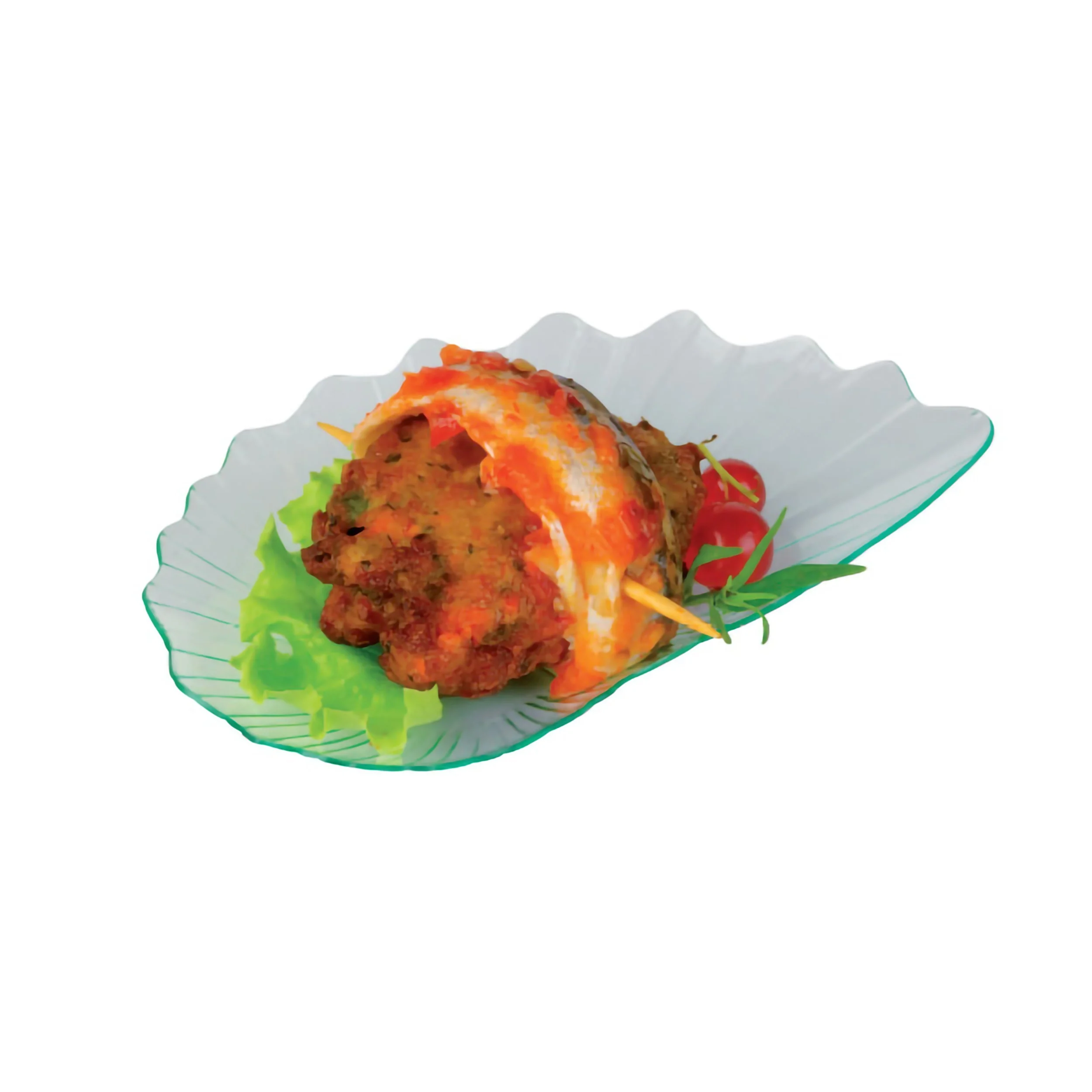 Dishes, 4.20 x 2.80 Inch, Plastic, Translucent Green, Leaf-Shaped,48 - 24 COUNT