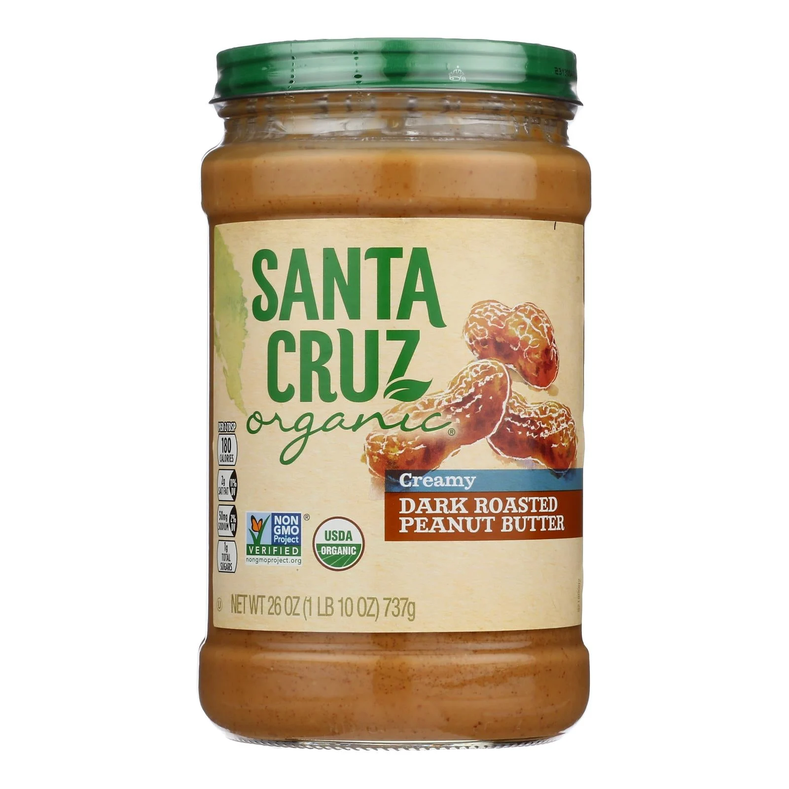 Peanut Butter, Creamy Dark Roasted, Glass,6 - 26 OUNCE