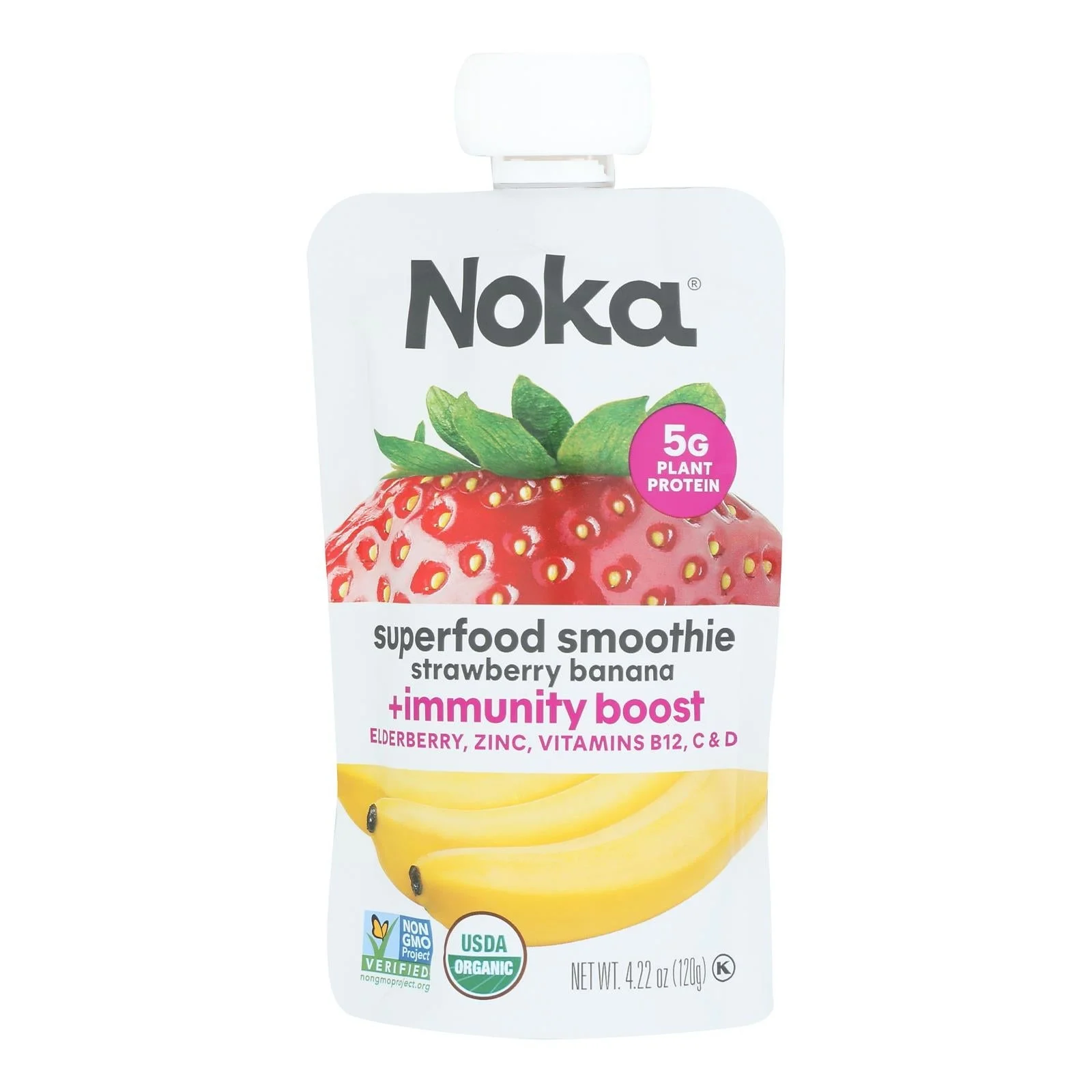 Smoothie, Superfood, Strawberry & Banana, Squeeze Pouch,6 - 4.22 OUNCE