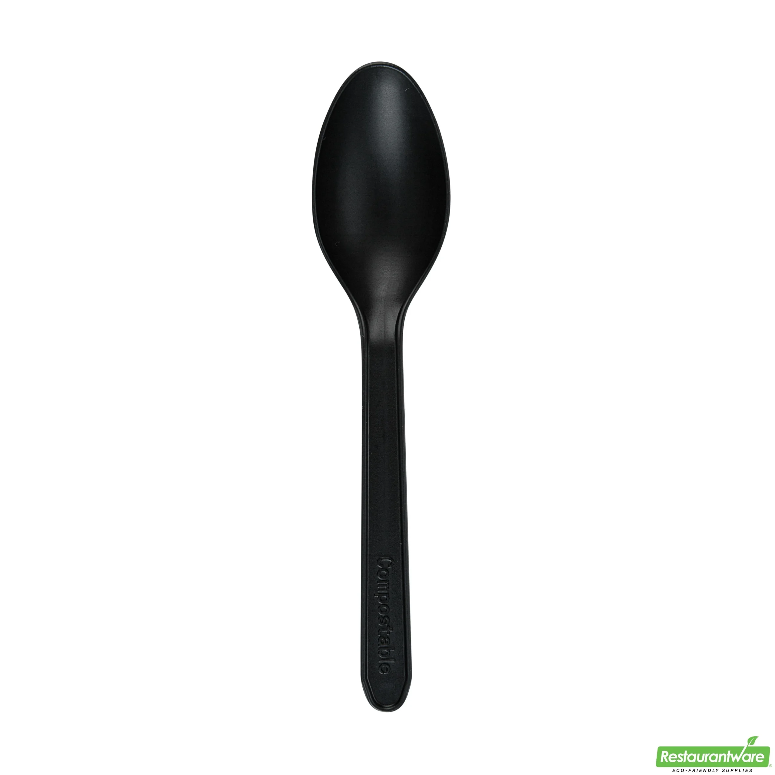 Spoons, Dessert, Basic Nature, Plastic, Black, 5 Inch, Heat-Resistant, CPLA,10 - 100 COUNT