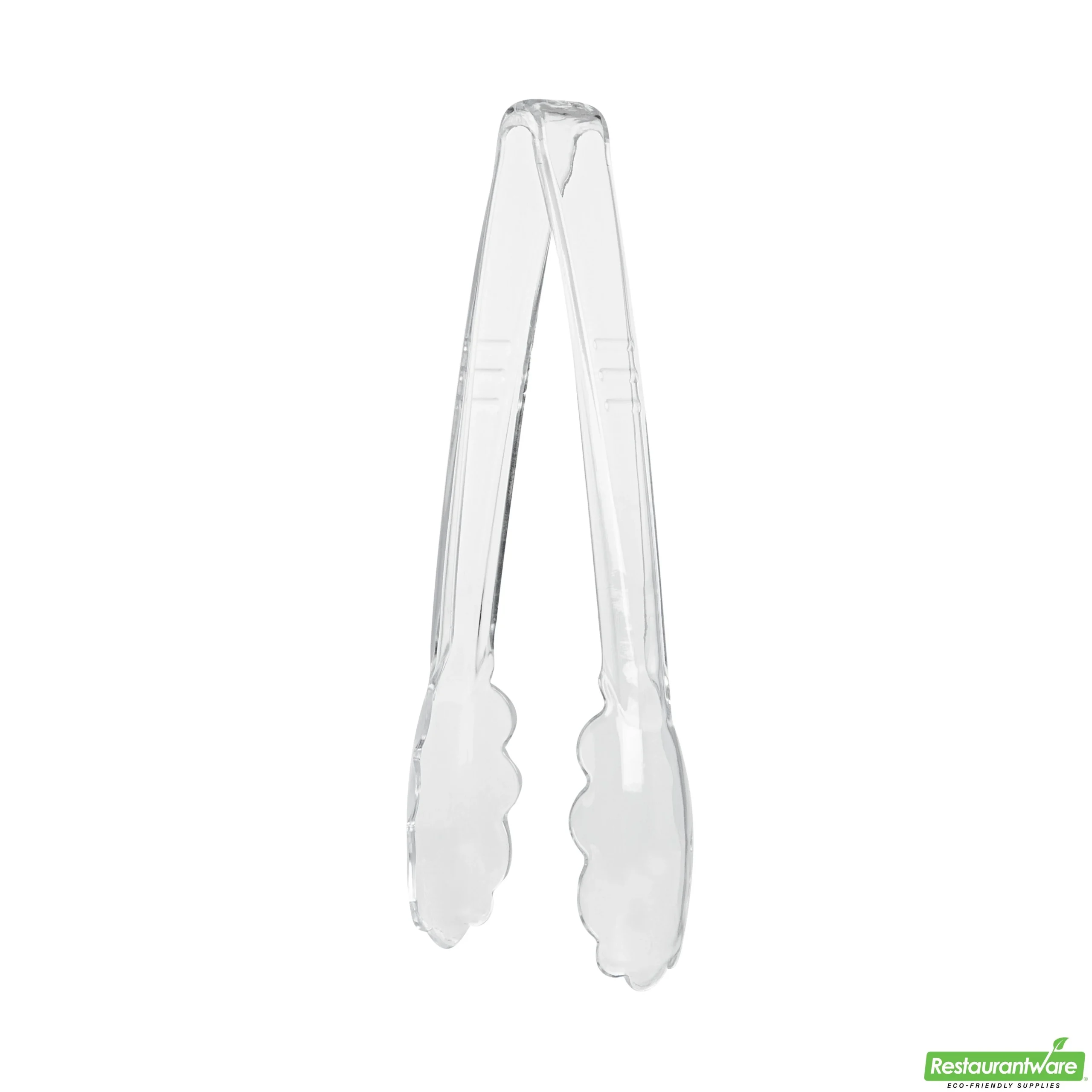 Tongs, Scalloped, Cater Tek Heavy-Duty, 9 Inch, Plastic, Clear,10 - 10 COUNT