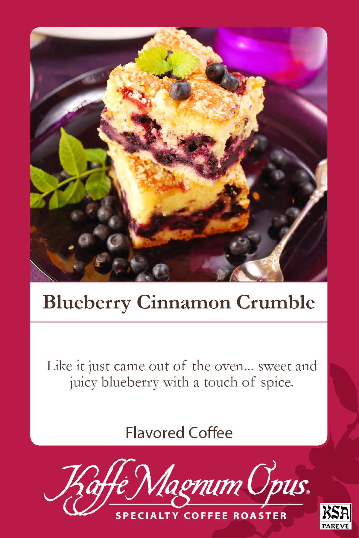 Coffee, Ground, Blueberry Cinnamon Crumble, Portion,72 - 2.5 OUNCE